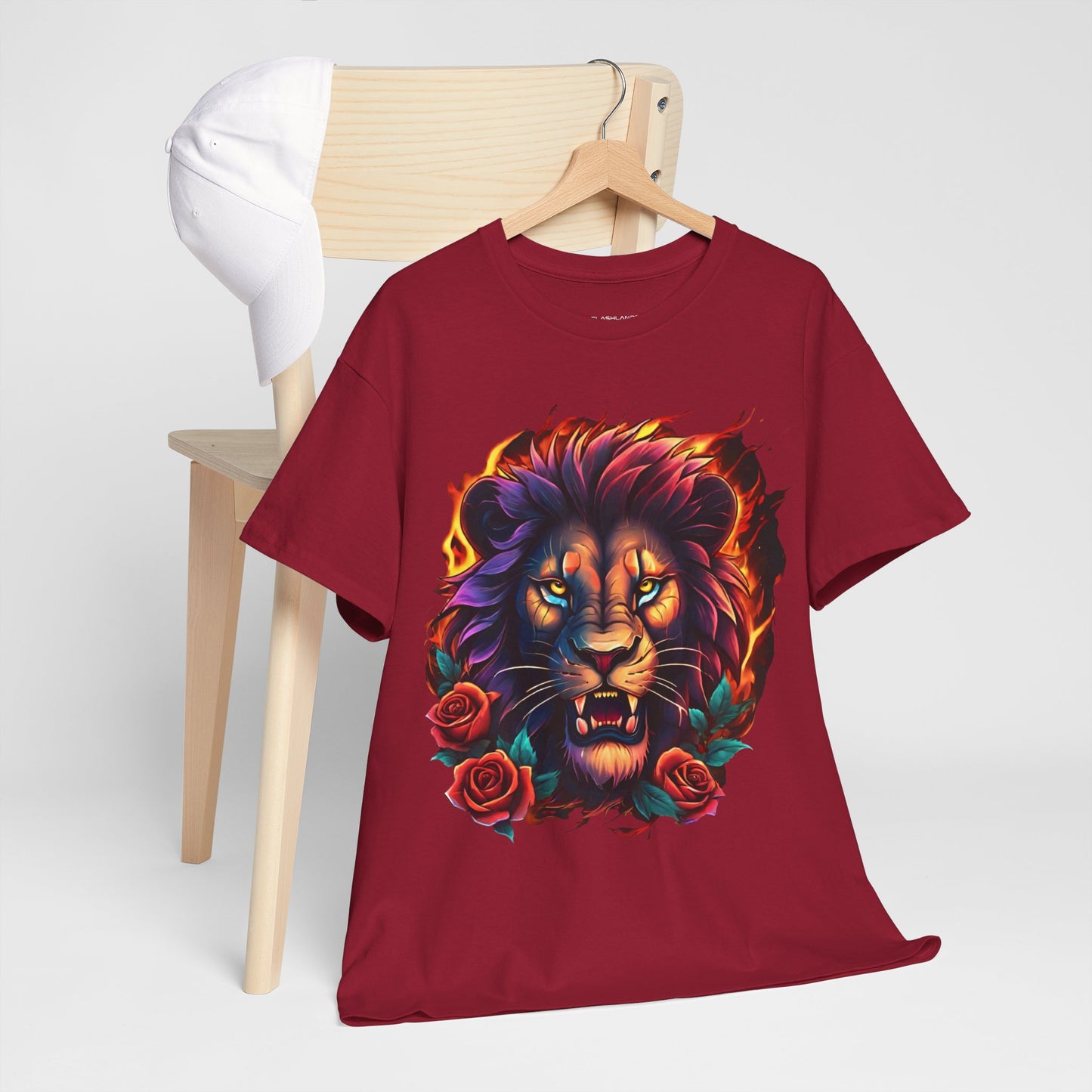 Lion Flames and Roses T-Shirt Flashlander