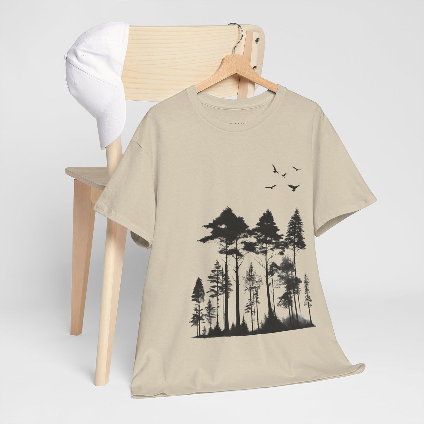 Camisa del bosque de pinos Camiseta unisex de algodón pesado Flashlander