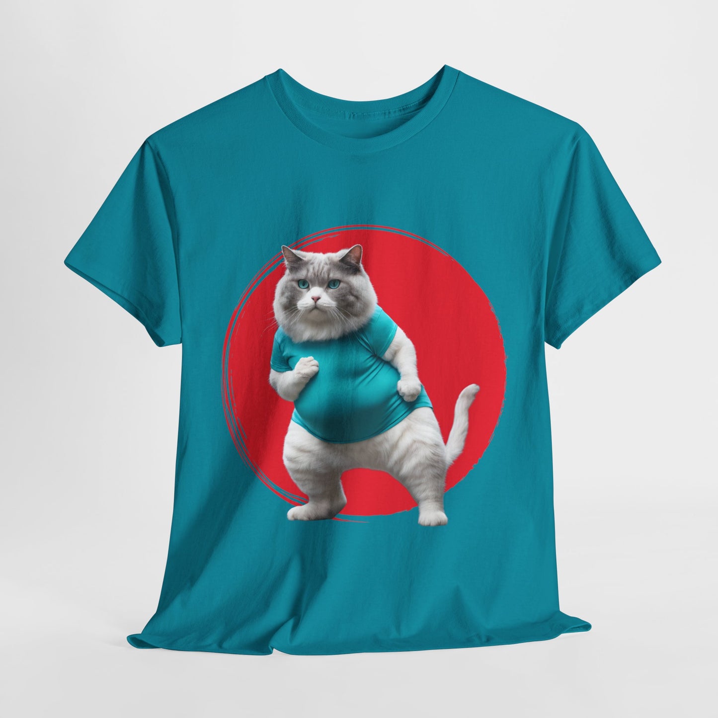 Camiseta de gimnasio Flashlander con divertido gato gordo de karate