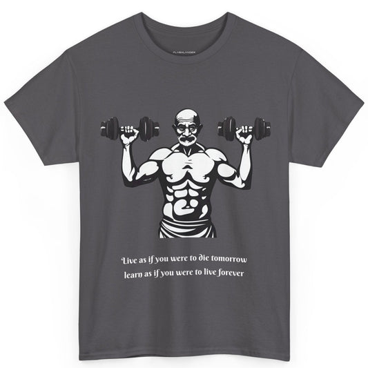 T-shirt de sport Gandhi Bodybuilder - Flashlander Vivez comme si vous deviez mourir demain, apprenez comme si vous deviez vivre pour toujours citation T-shirt graphique