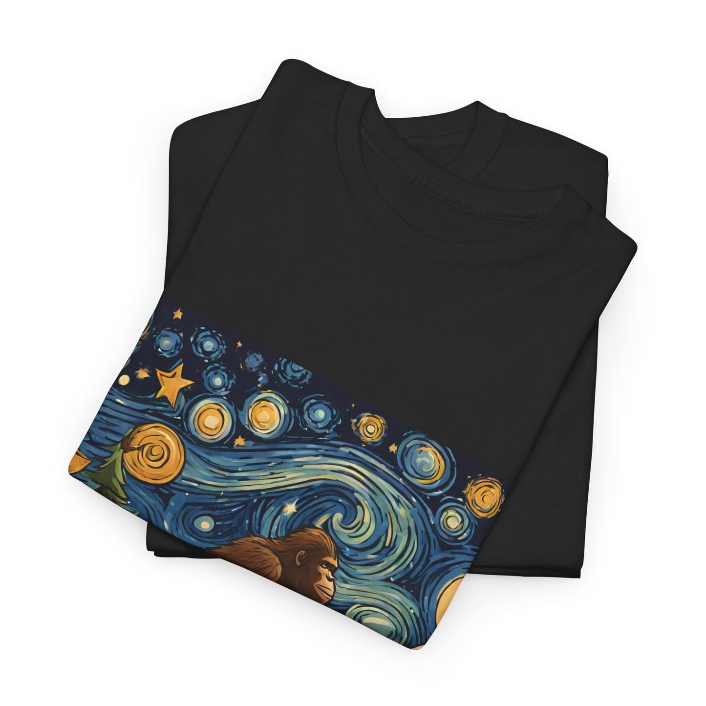 Bigfoot Strolls Through Van Gogh's Starry Night - Flashlander Gym Shirt