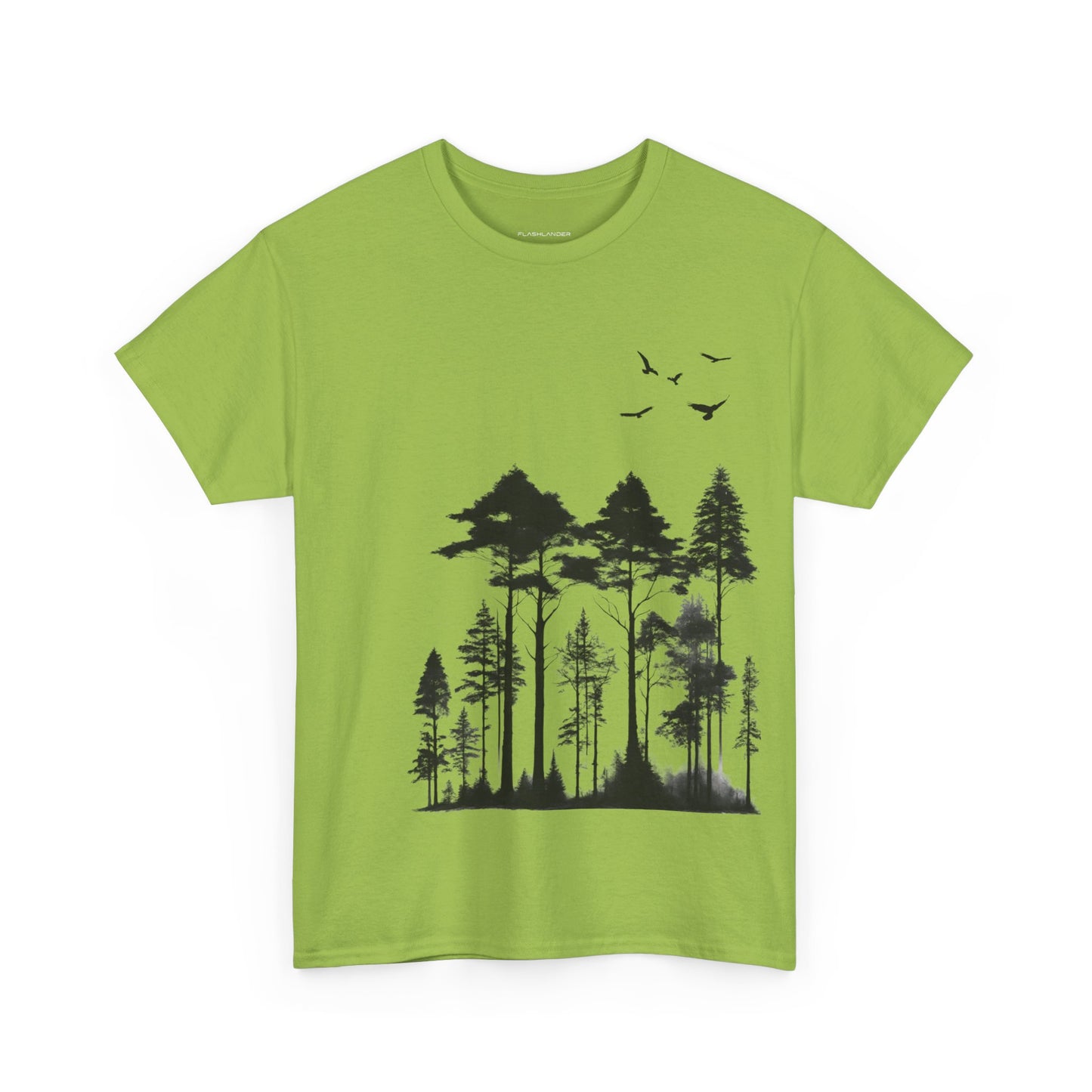 Camisa del bosque de pinos Camiseta unisex de algodón pesado Flashlander