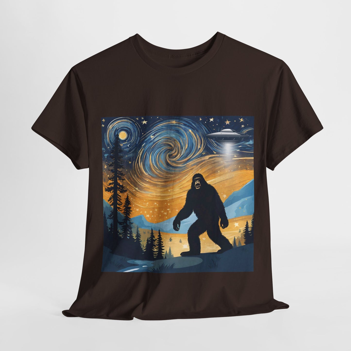 Funny Starry Night Stroll Bigfoot Encounters UFO Abduction - Flashlander Gym Shirt