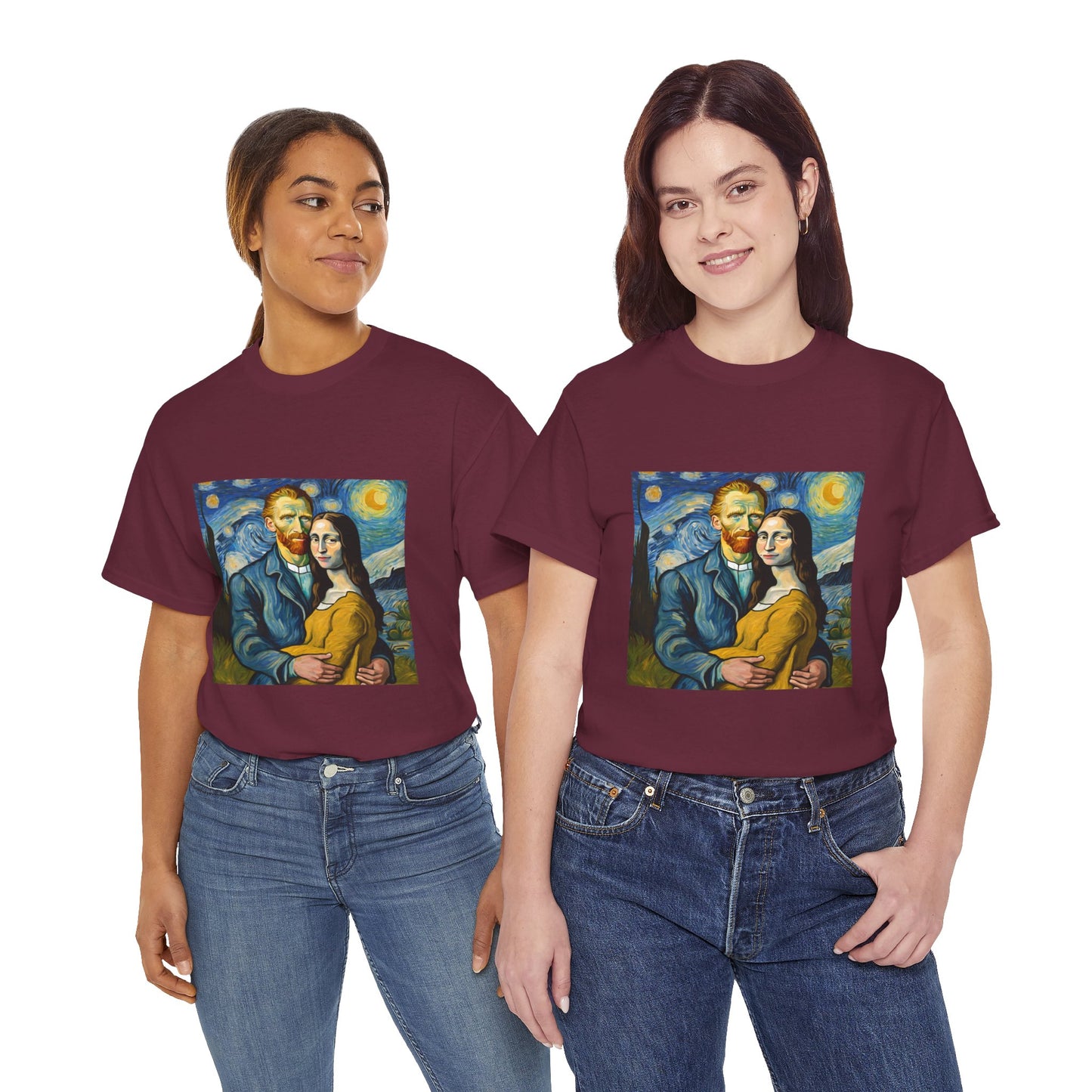 Funny Mona Lisa with Vincent Van Gogh Starry Night - Flashlander Gym Shirt