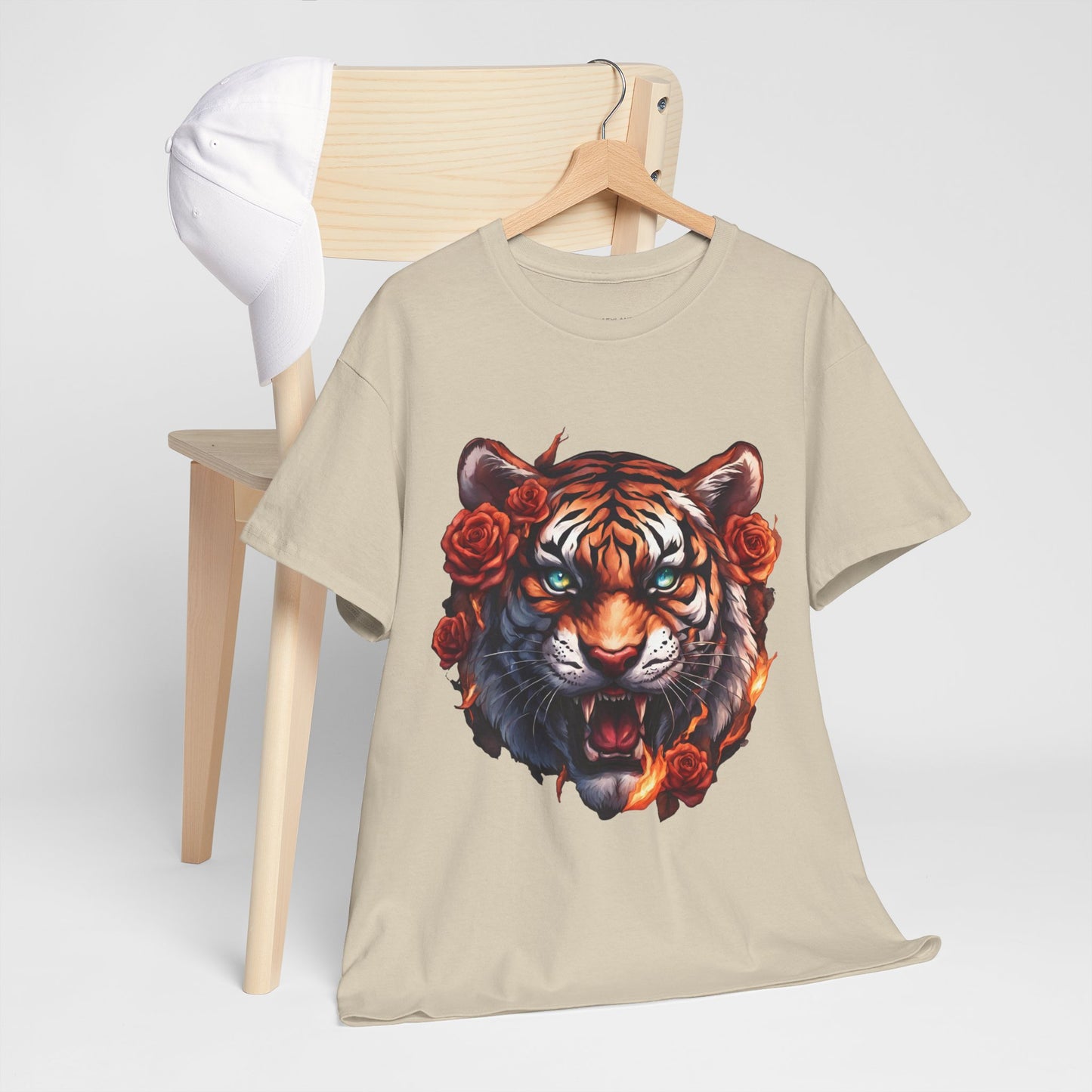 Tiger Flames and Roses T-Shirt Flashlander