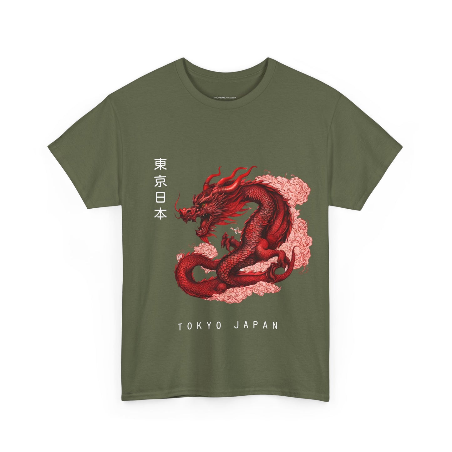 Red Dragon with Custom Japanese Name - Flashlander Gym Shirt