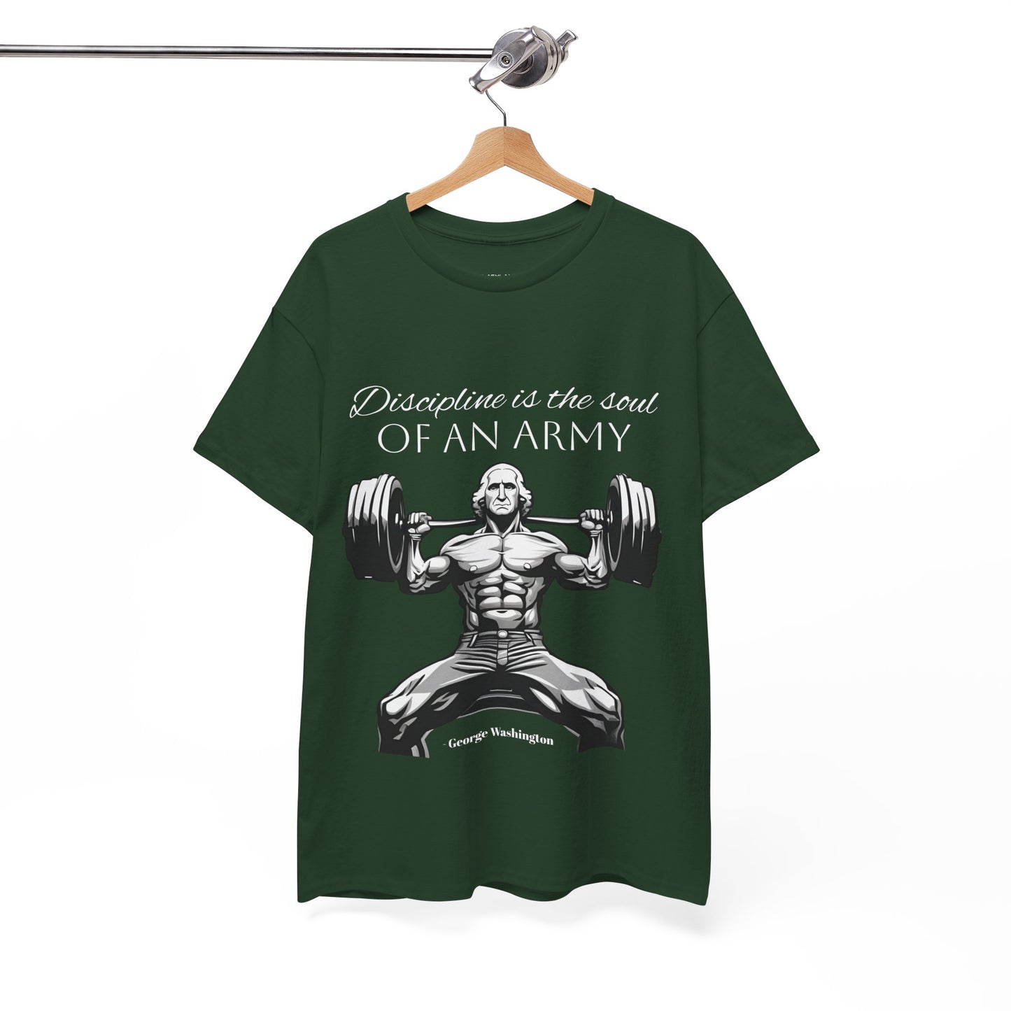 T-shirt de culturiste George Washington - Flashlander Disipline Is The Soul Of An Army Gym T-shirt en coton unisexe noir anthracite graphique