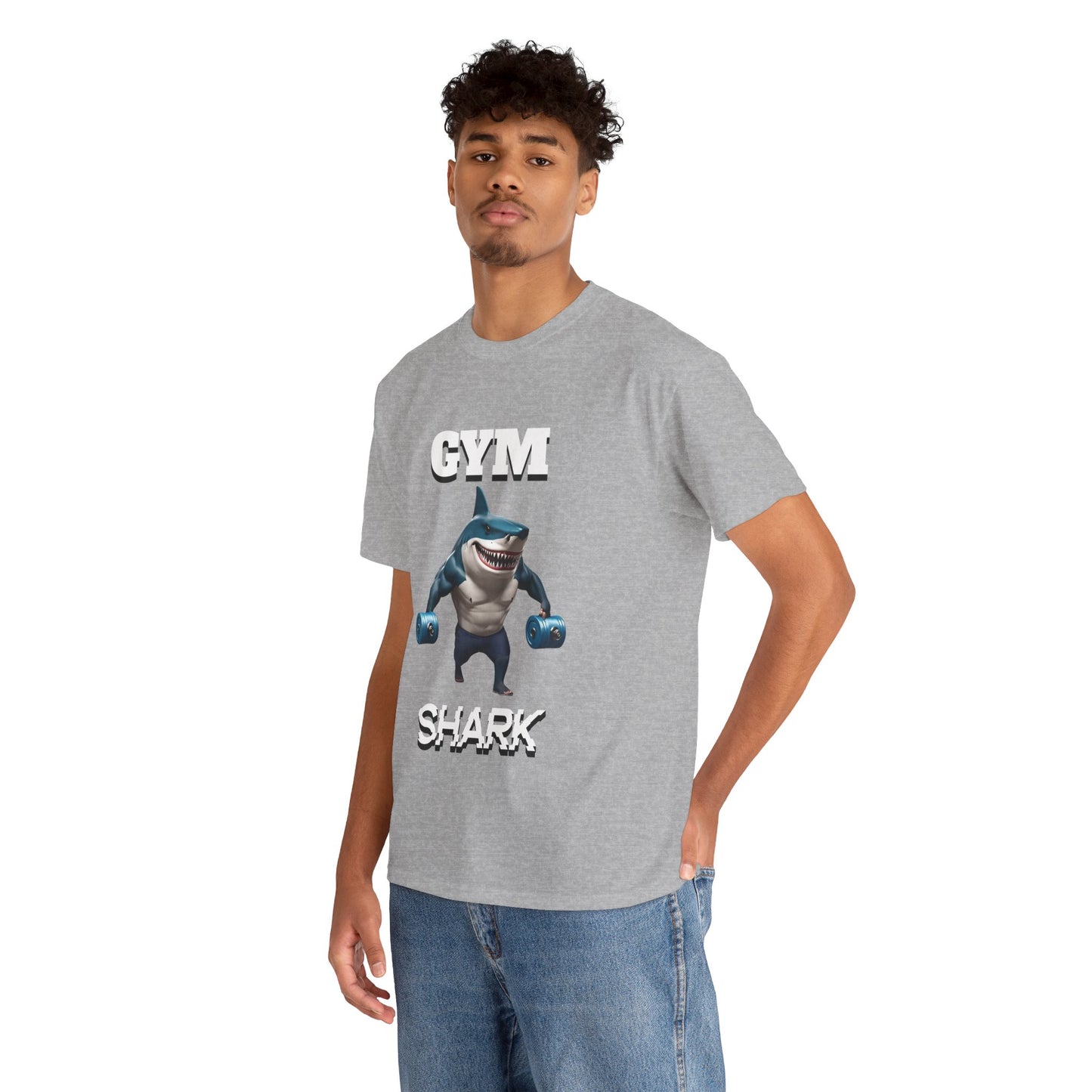 Gym Shark Performance Shirt Flashlander Cotton Unisex Charcoal Black Graphic Tee