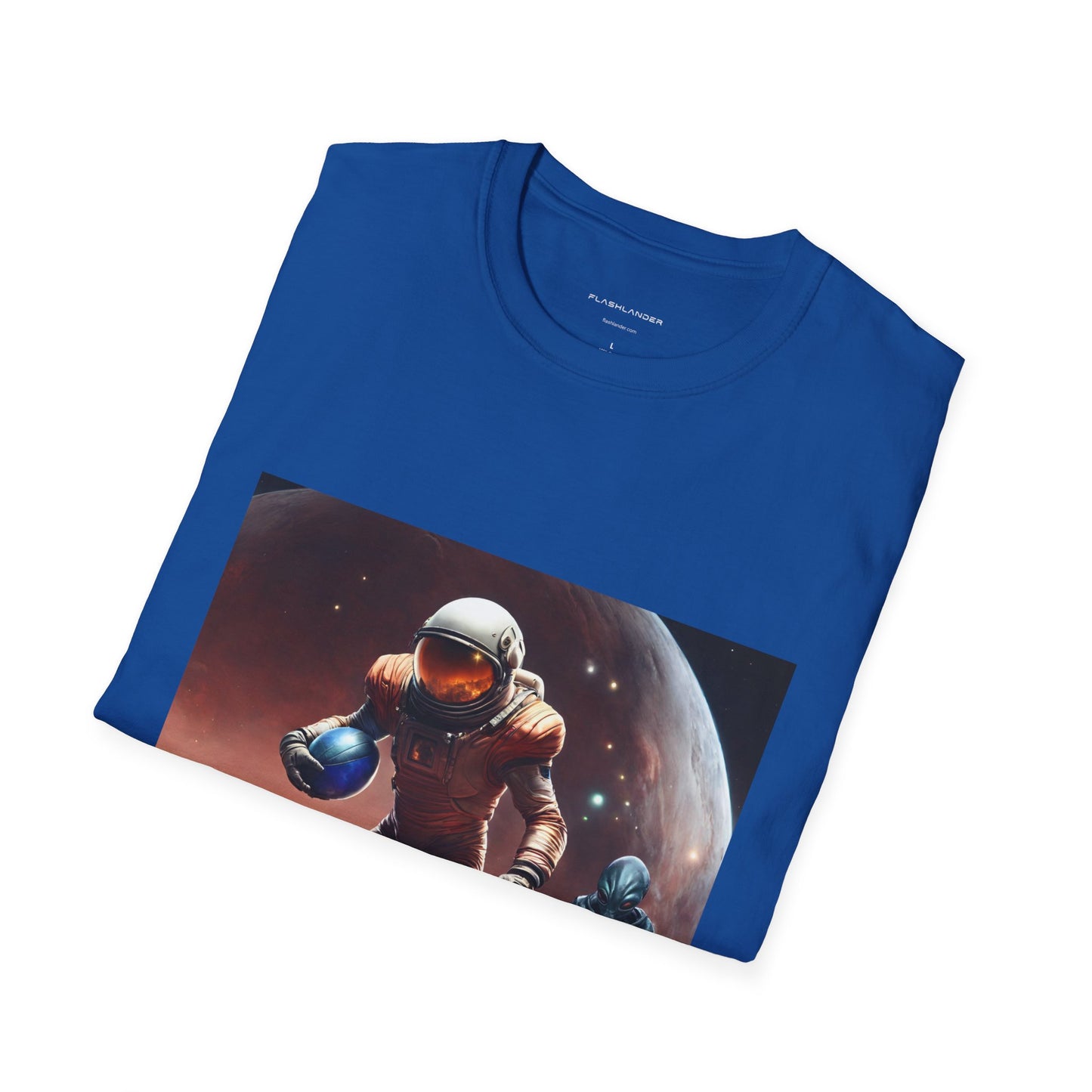 Astronaut and Alien Face Off in Football Gym Shirt Flashlander