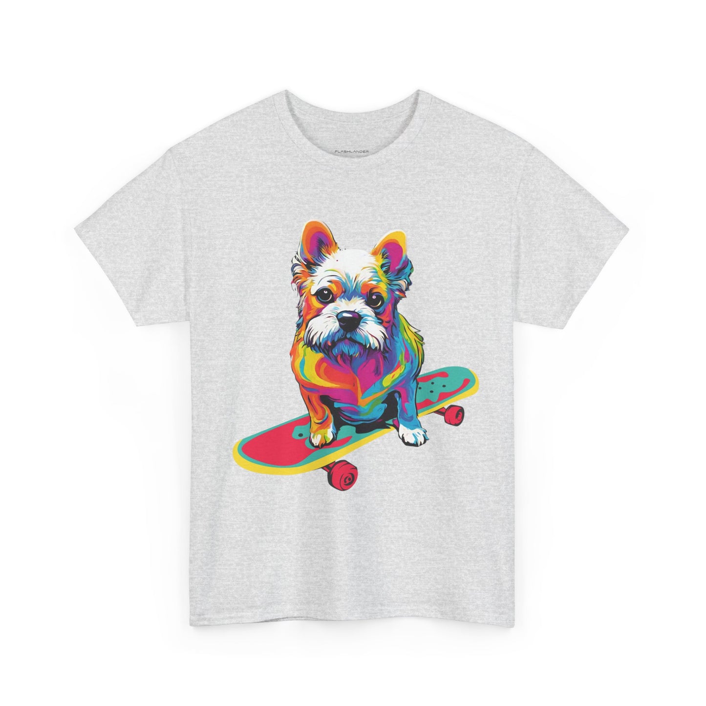 T-shirt de sport Flashlander avec chien skateboardant Pop Art