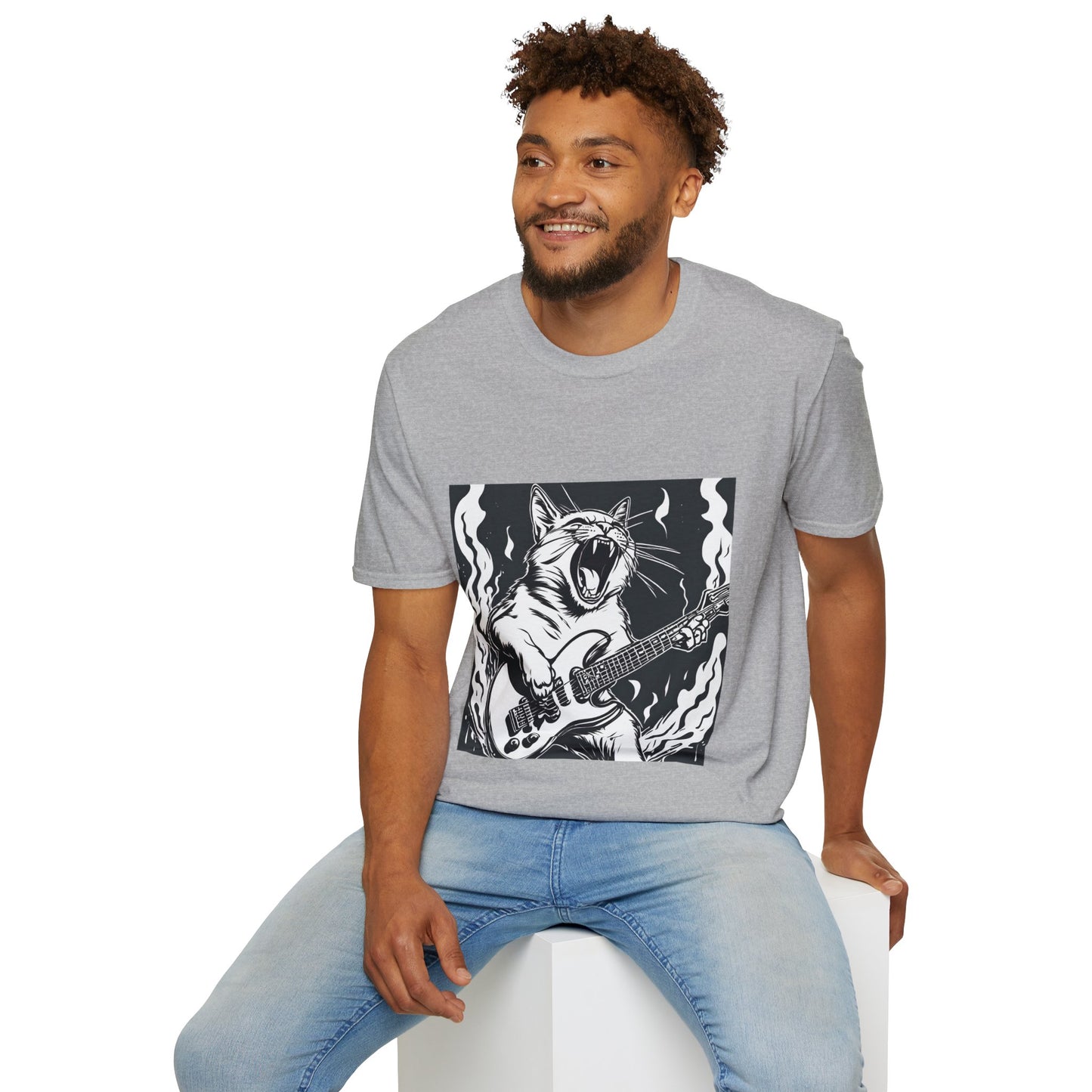 Cat Playing Guitar Flashlander Gym Shirt