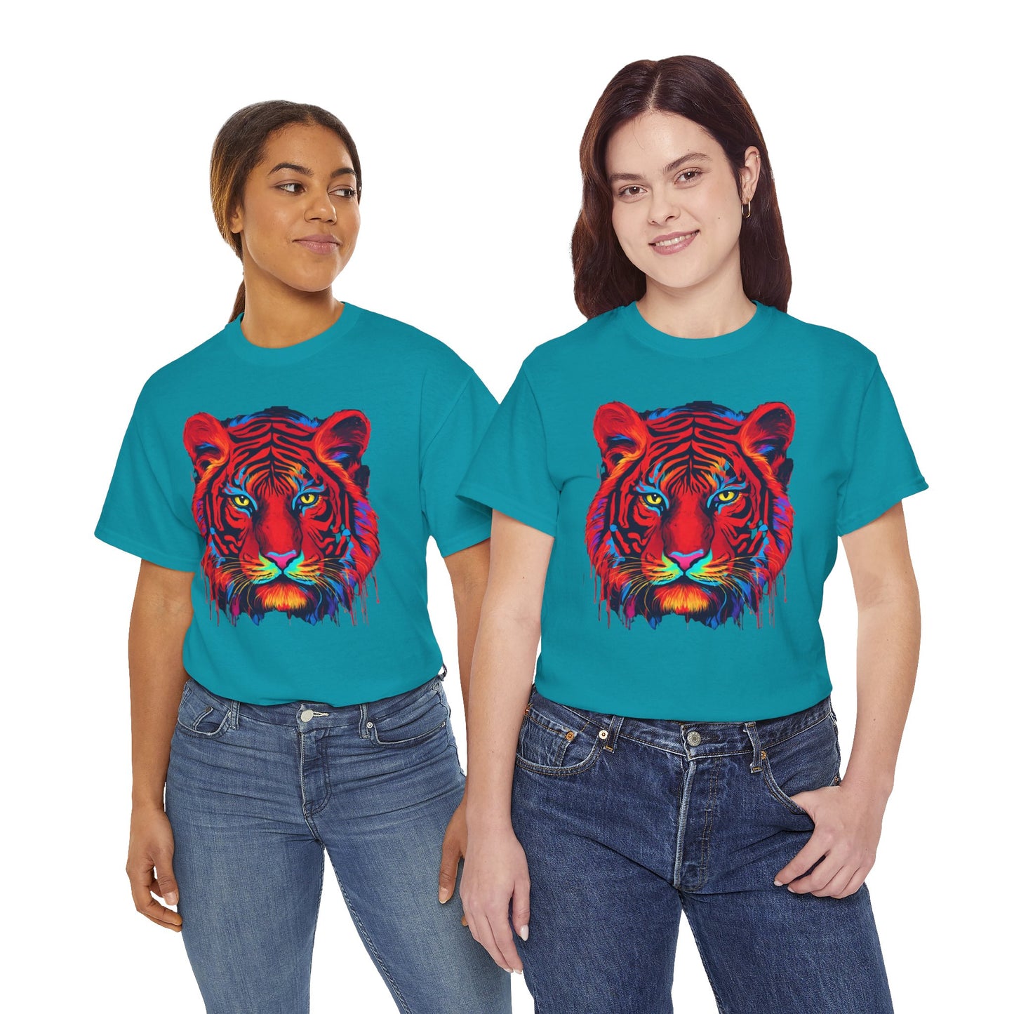 Majestuosa camiseta de Flashlander con diseño pop art de tigre rojo