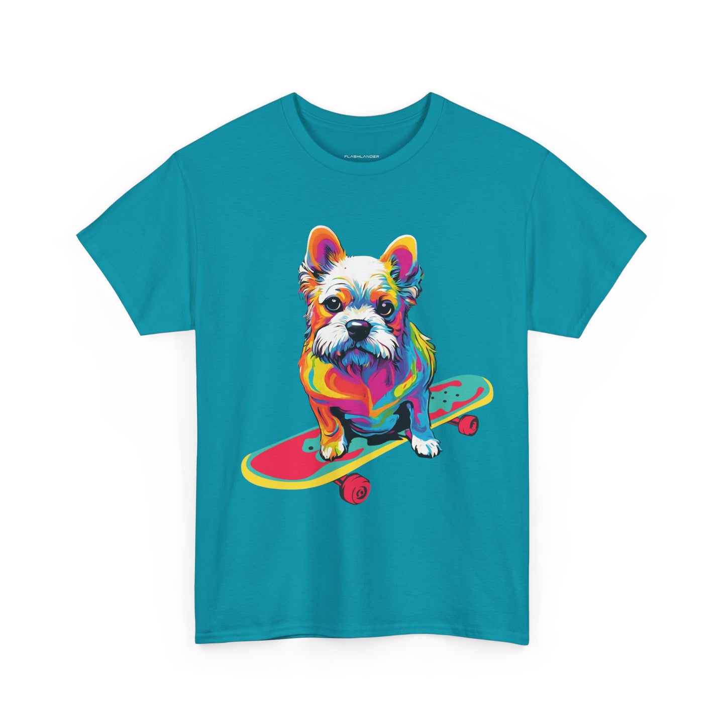 T-shirt de sport Flashlander avec chien skateboardant Pop Art