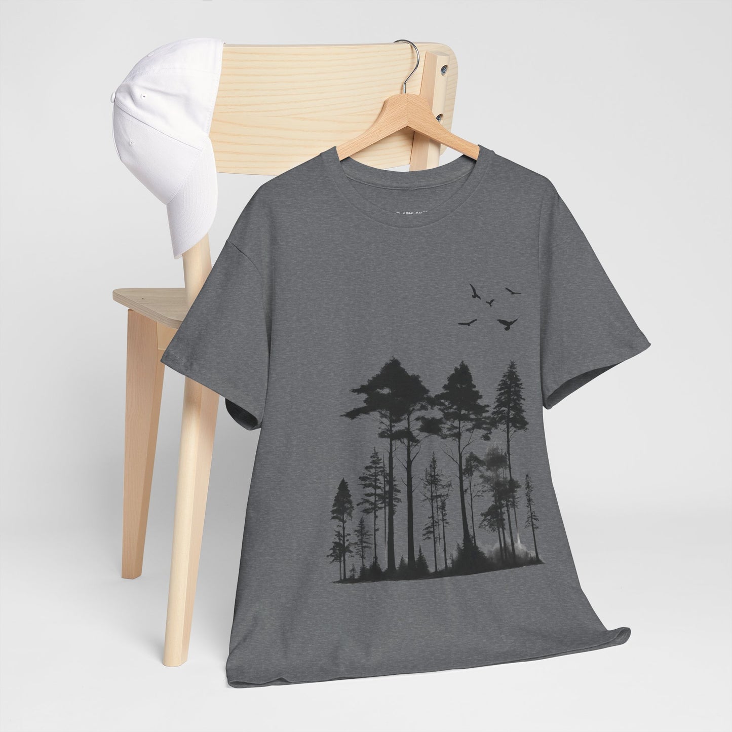 Camisa del bosque de pinos Camiseta unisex de algodón pesado Flashlander