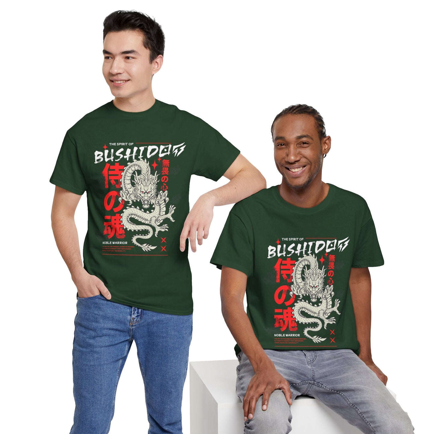 Dragon Gym Shirt The Spirit of Bushido T-Shirt Flashlander Cotton Unisex Charcoal Black Graphic Tee