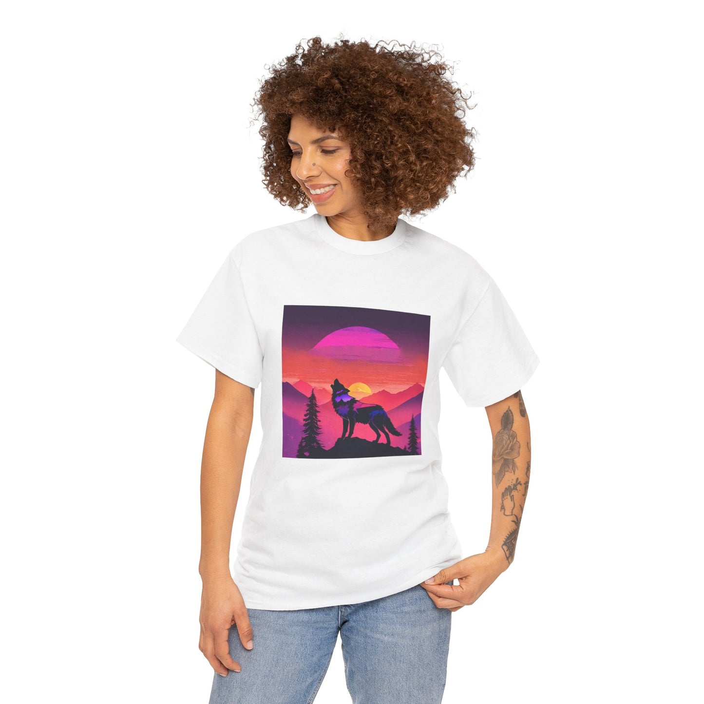 Wolf Majestic Sunset Gaphic Tee Flashlander