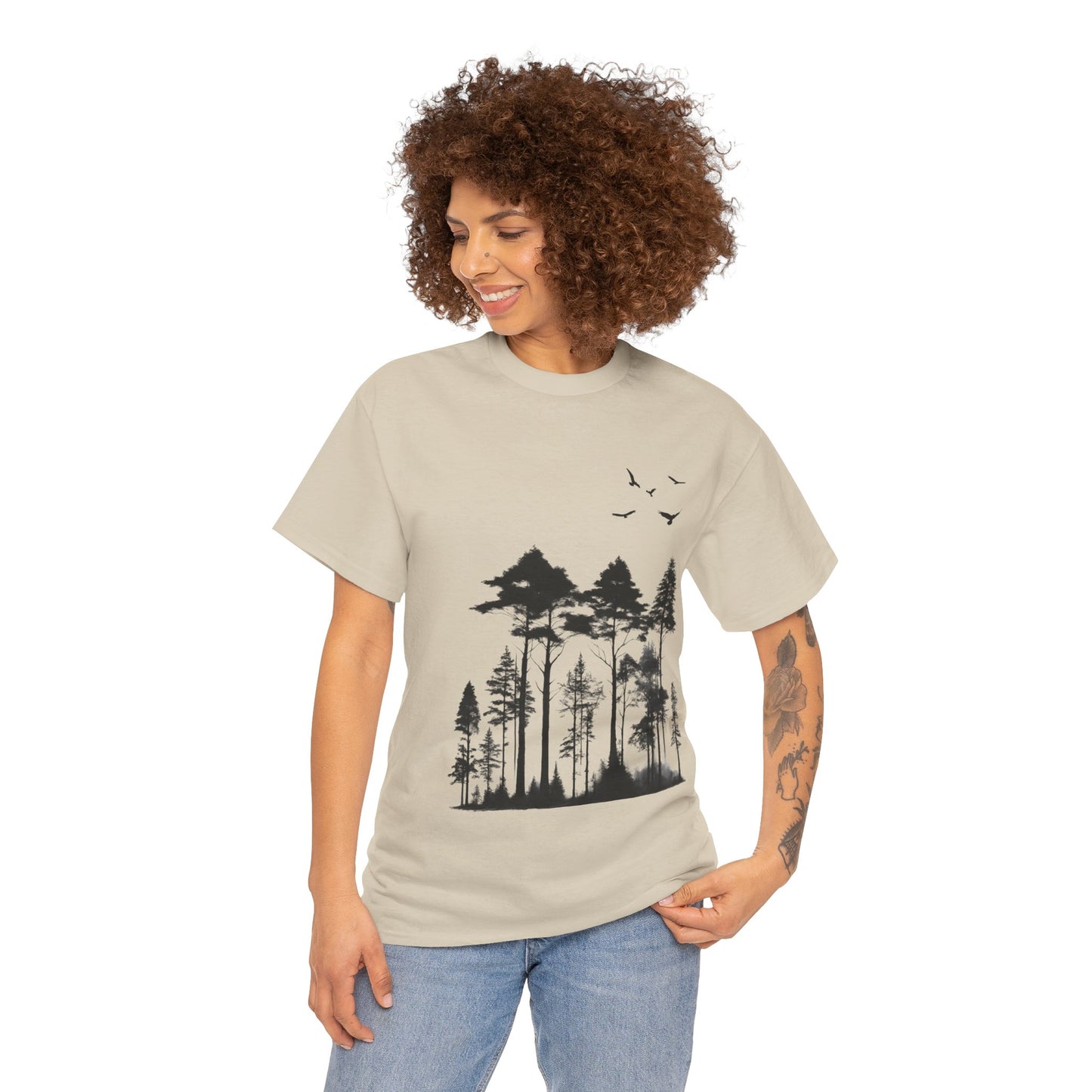 Camisa del bosque de pinos Camiseta unisex de algodón pesado Flashlander