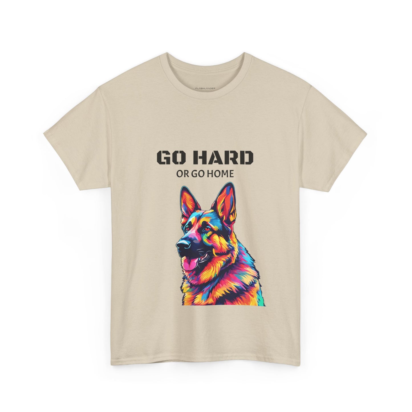 Camiseta de gimnasia Flashlander con diseño de perro pastor alemán Pop Art: "Ve a por todas o vete a casa"