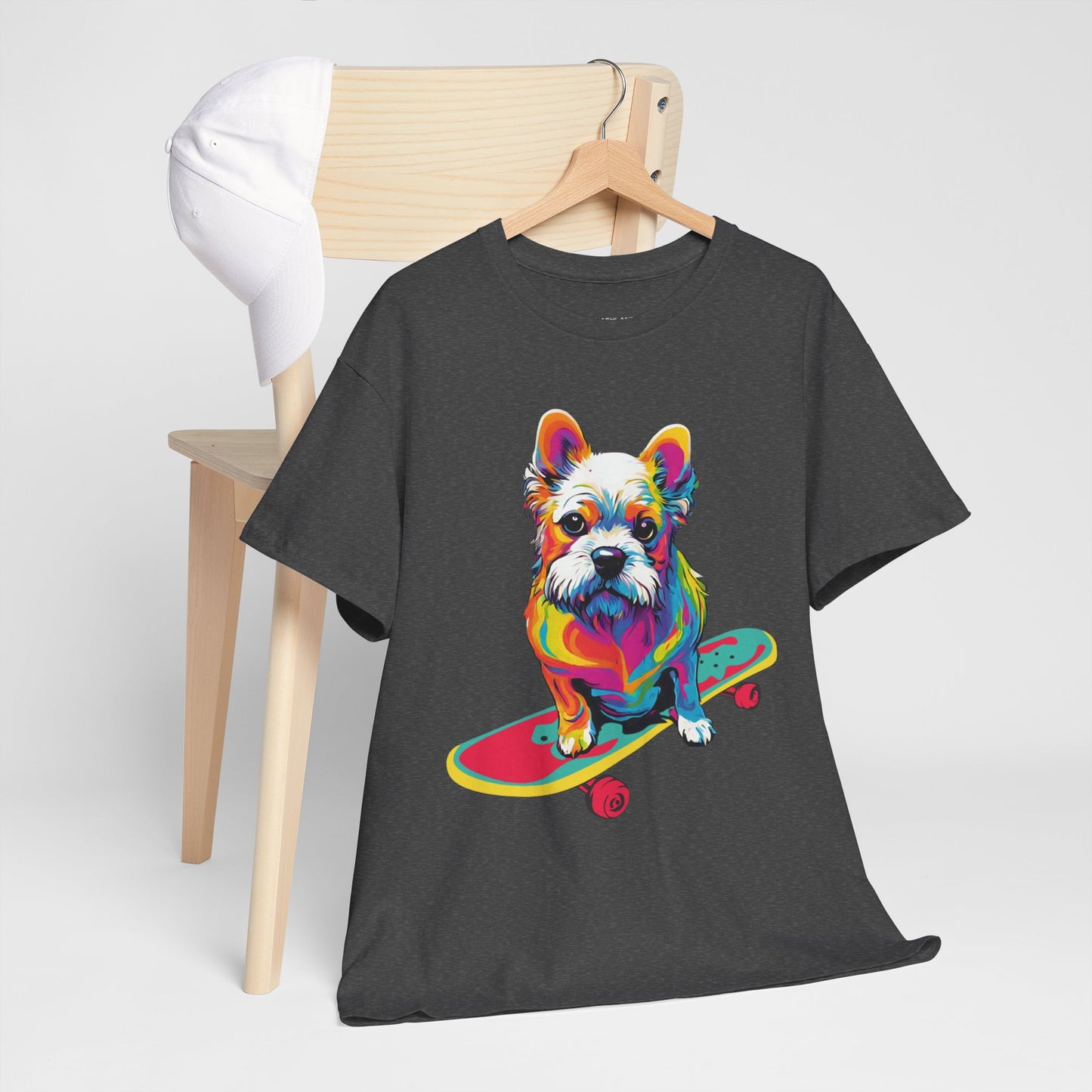 T-shirt de sport Flashlander avec chien skateboardant Pop Art