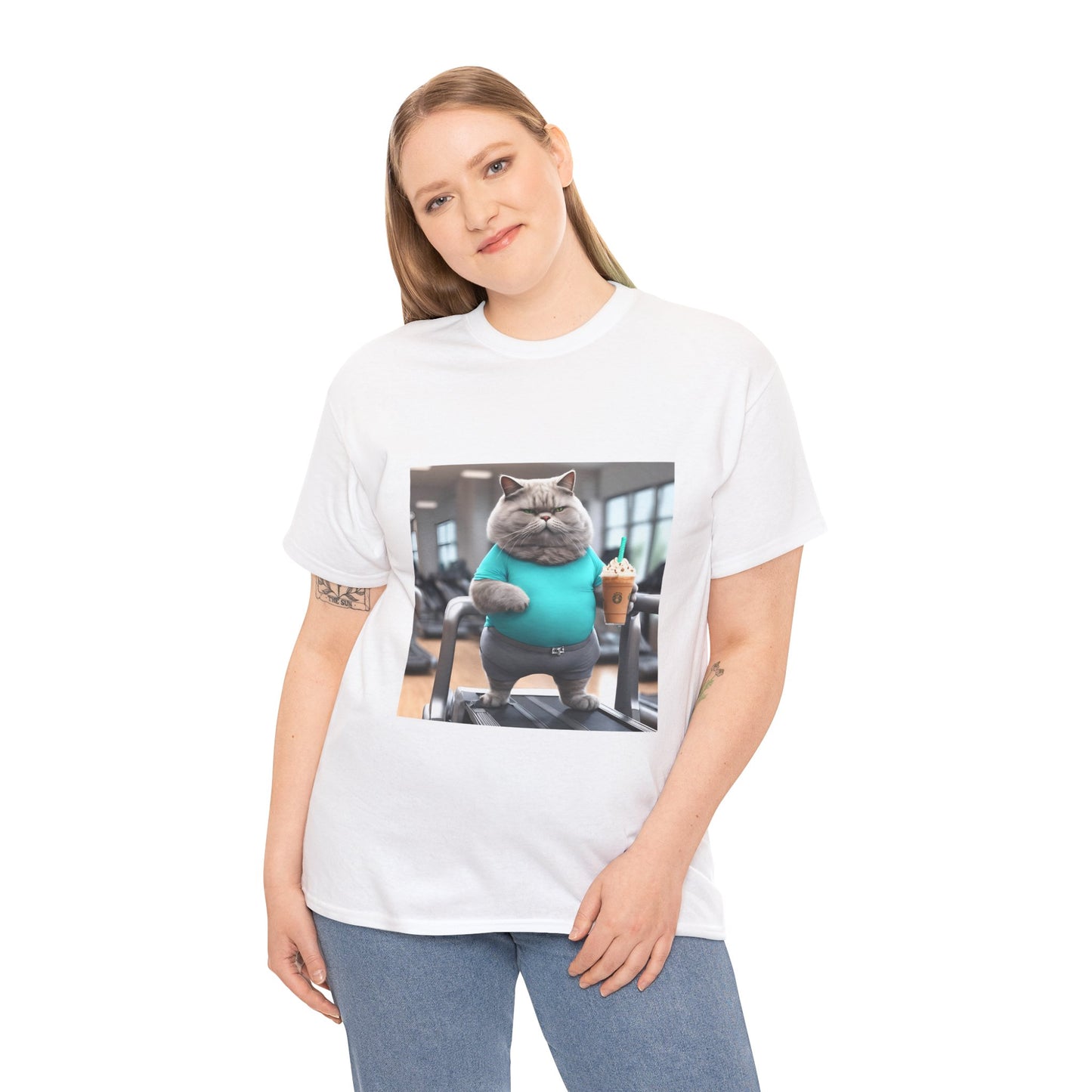 Funny Fat Cat On The Treadmill - Flashlander Gym Shirt