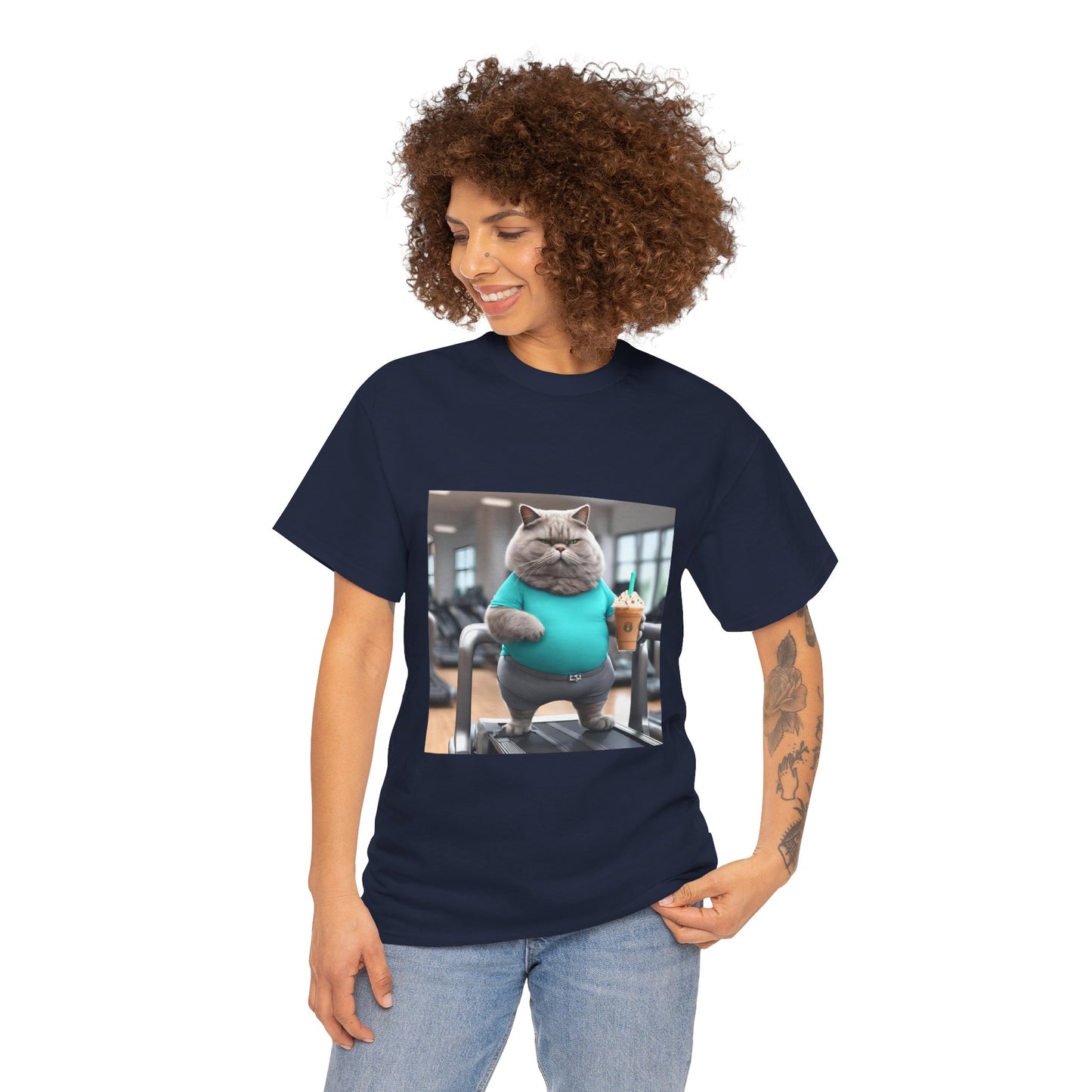 Funny Fat Cat On The Treadmill - Flashlander Gym Shirt