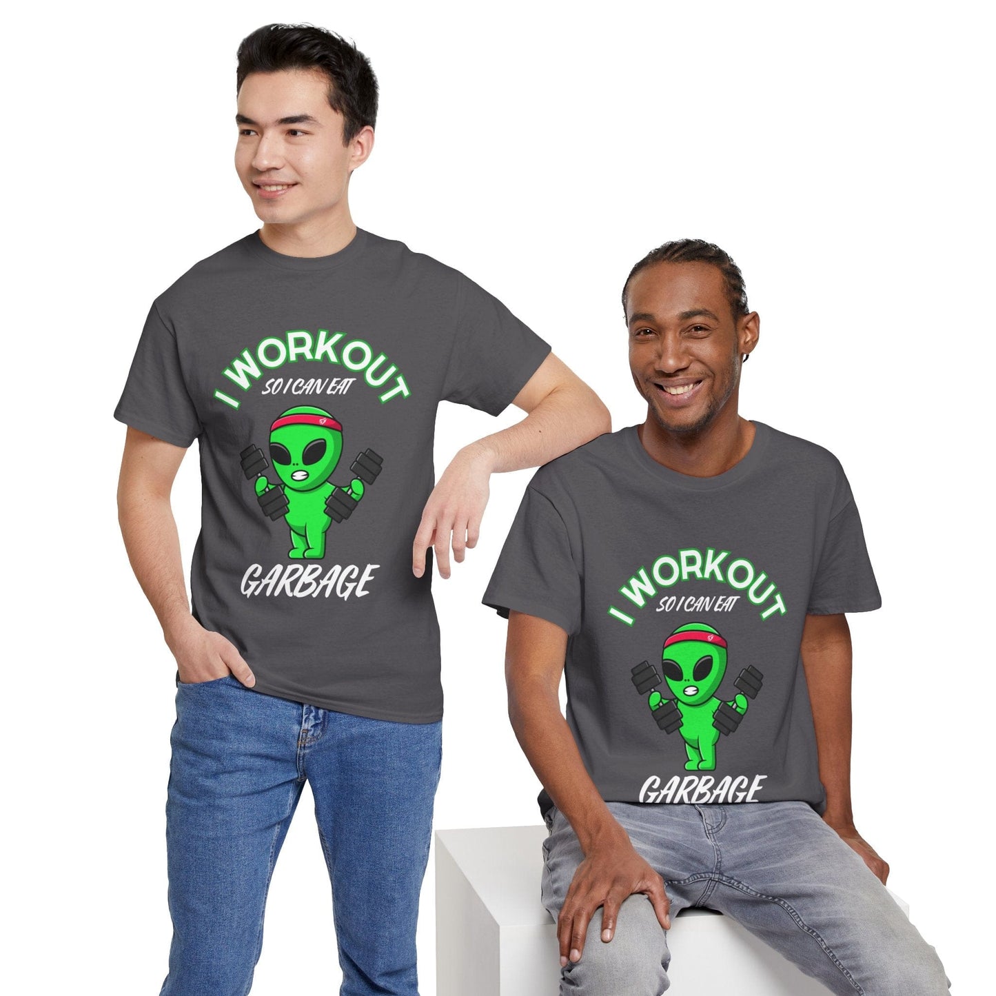 Alien I Workout So I Can Eat Garbage Graphic Tee Flashlander