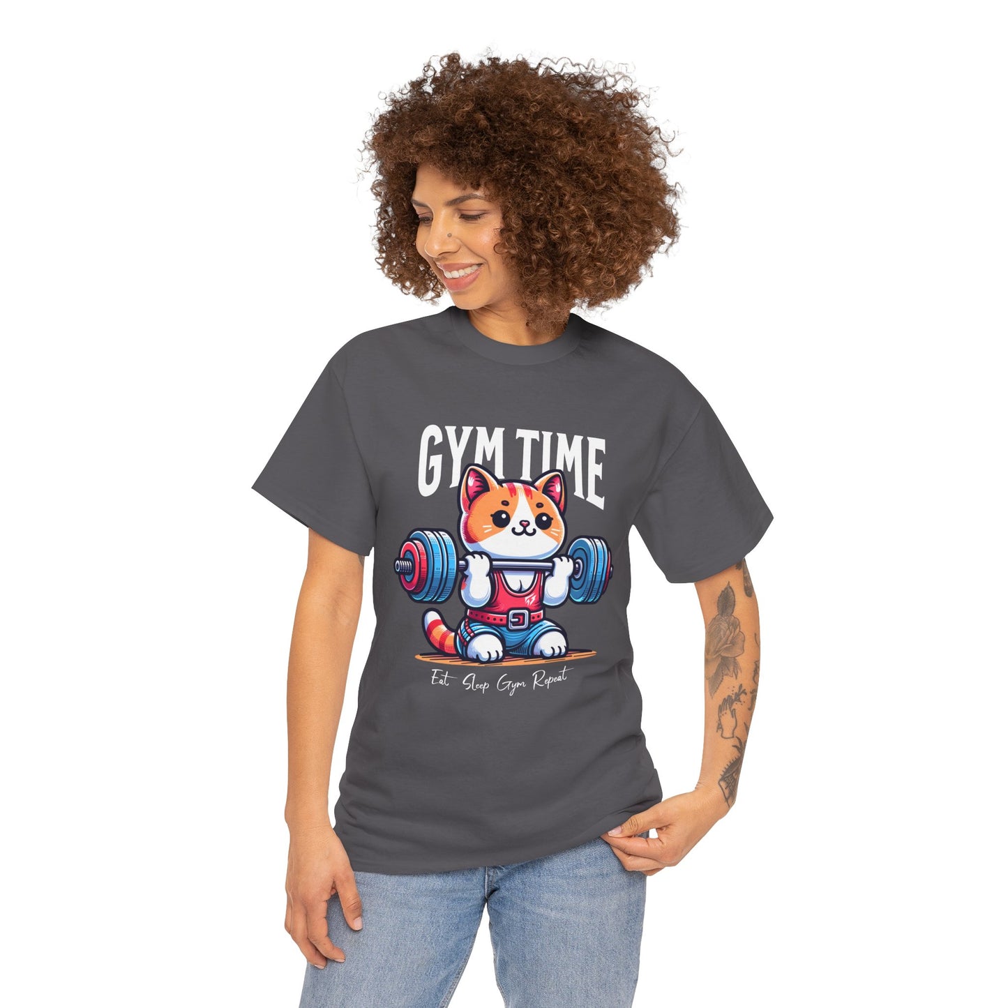 Cute Cat Gym Time Shirt Flashlander Graphic Tee