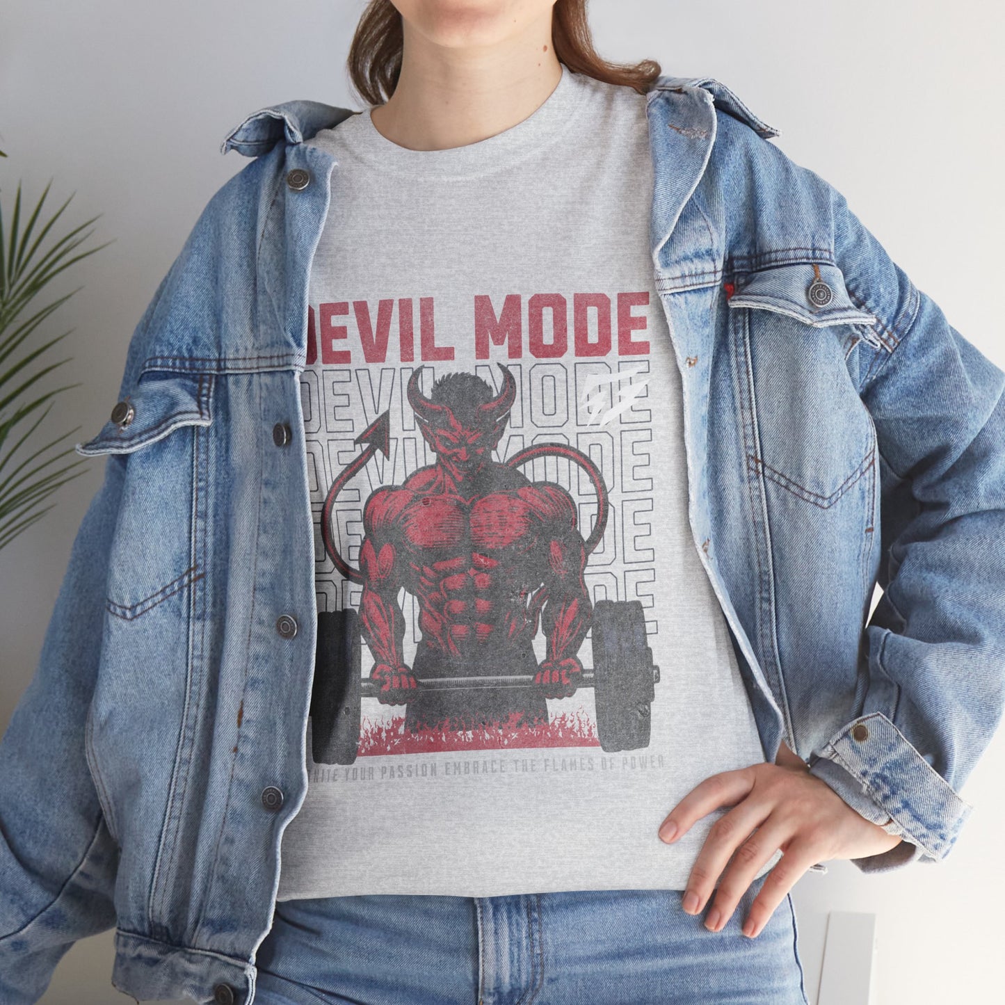 Devil Mode Gym Shirt Flashlander Cotton Unisex Charcoal Black Performance Graphic Tee