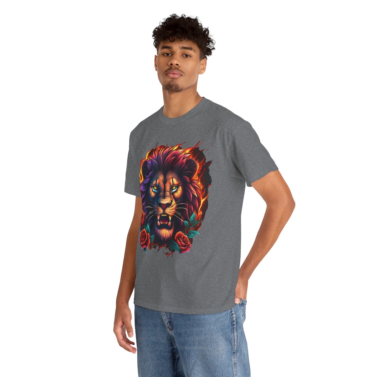 Lion Flames and Roses T-Shirt Flashlander