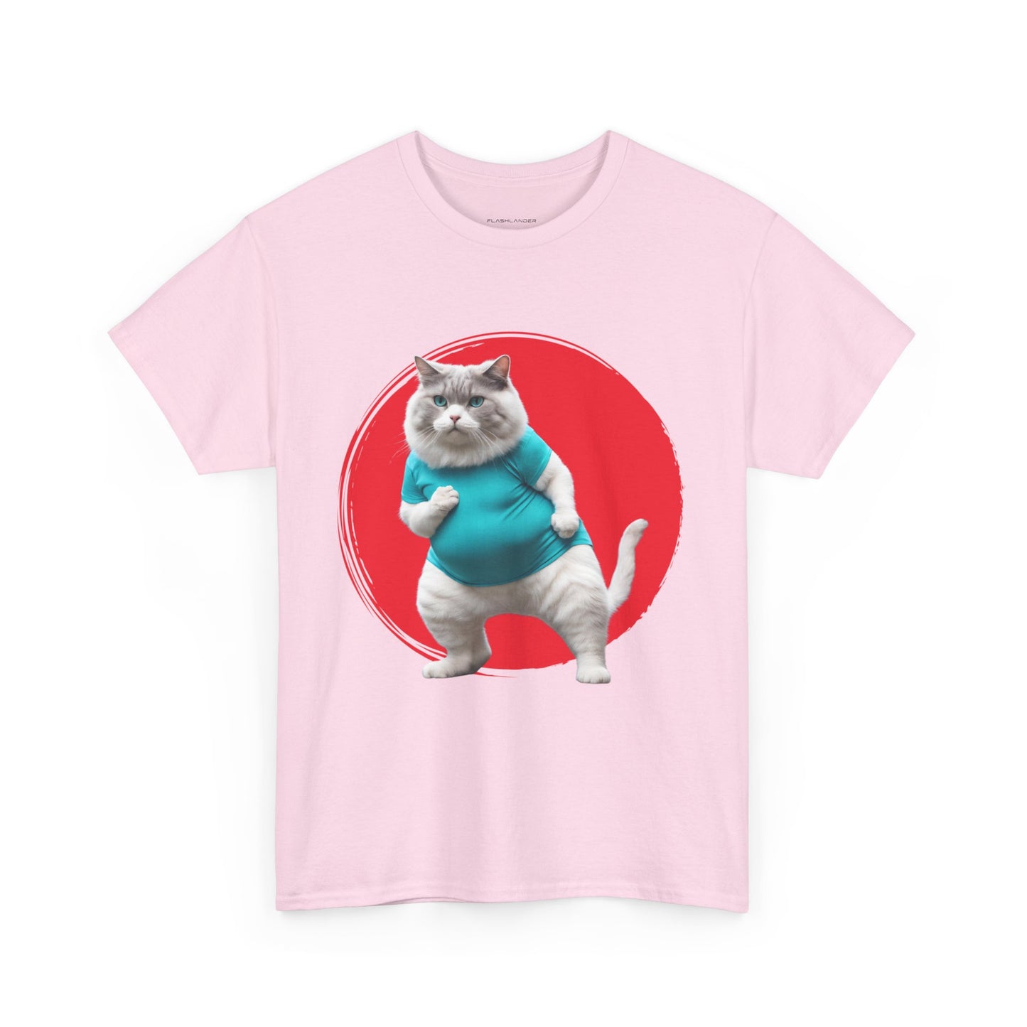 Camiseta de gimnasio Flashlander con divertido gato gordo de karate