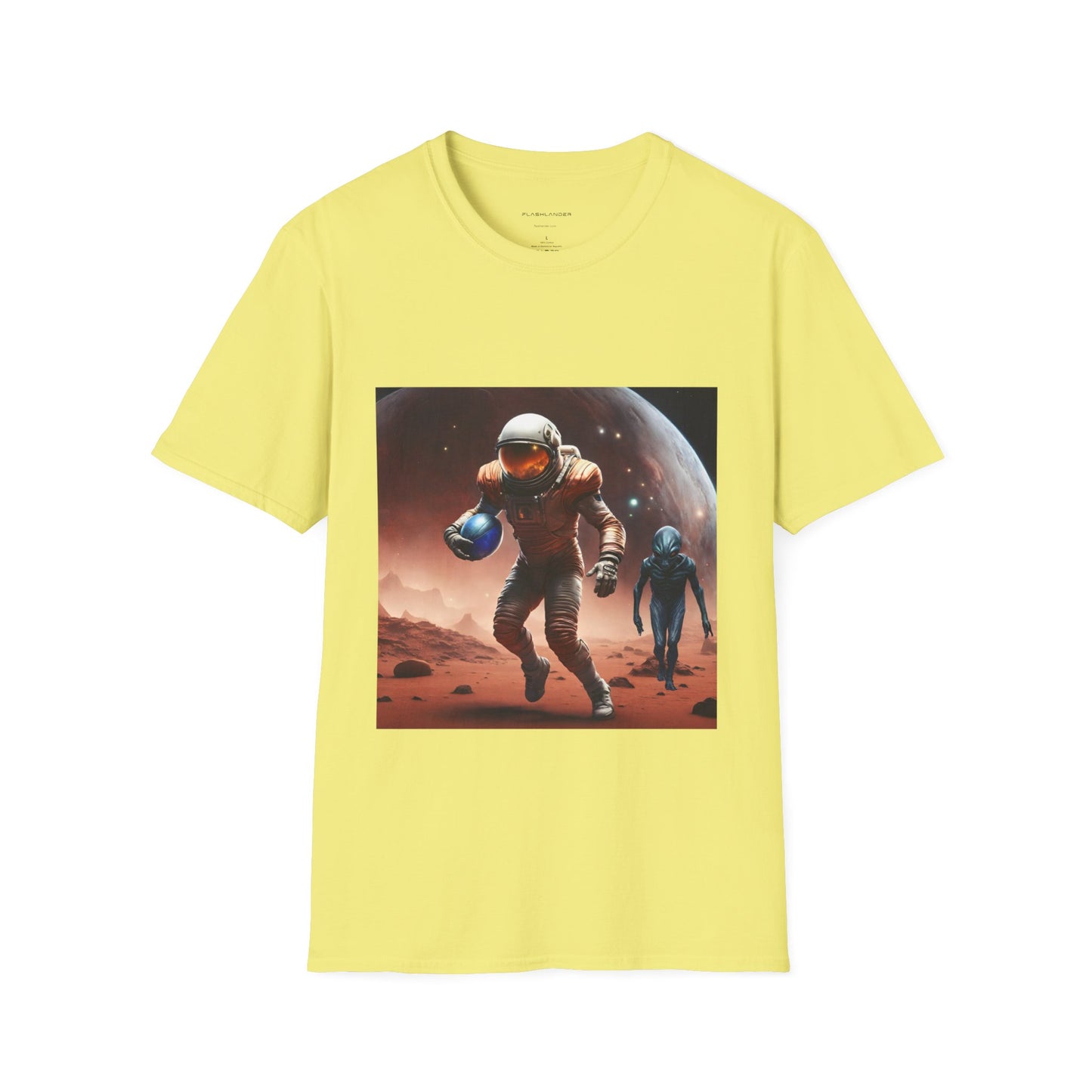 Astronaut and Alien Face Off in Football Gym Shirt Flashlander