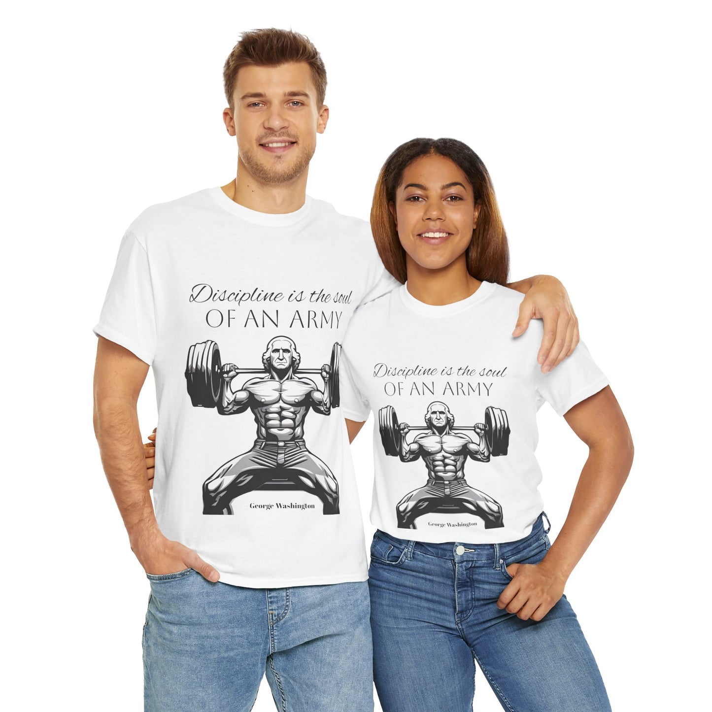 T-shirt de culturiste George Washington - Flashlander Disipline Is The Soul Of An Army Gym T-shirt en coton unisexe noir anthracite graphique