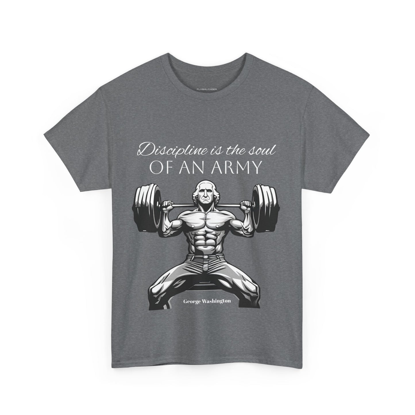 T-shirt de culturiste George Washington - Flashlander Disipline Is The Soul Of An Army Gym T-shirt en coton unisexe noir anthracite graphique