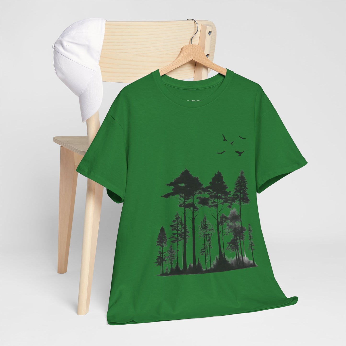 Camisa del bosque de pinos Camiseta unisex de algodón pesado Flashlander