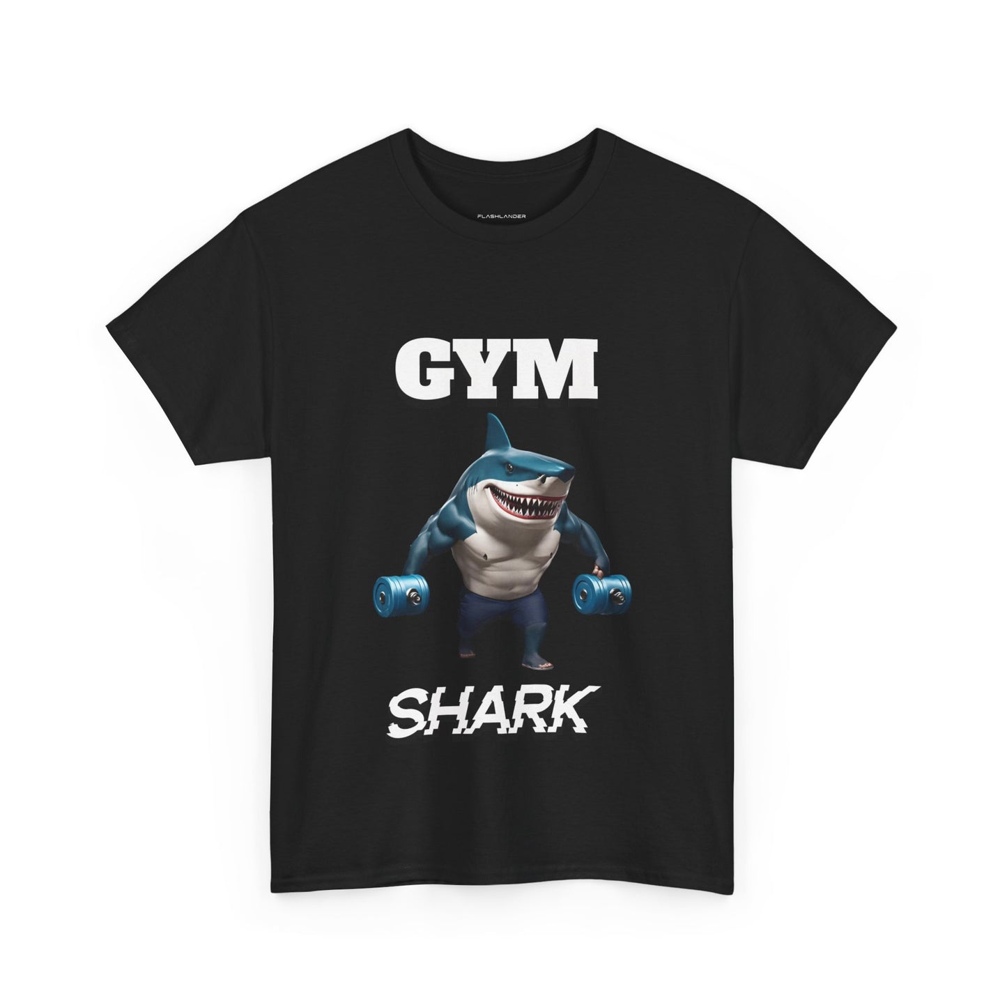 Gym Shark Performance Shirt Flashlander Cotton Unisex Charcoal Black Graphic Tee