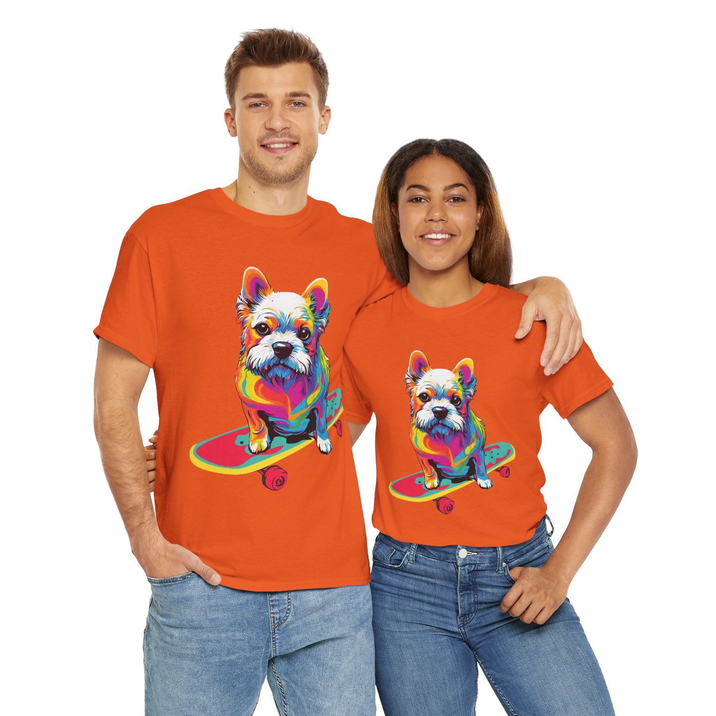 T-shirt de sport Flashlander avec chien skateboardant Pop Art