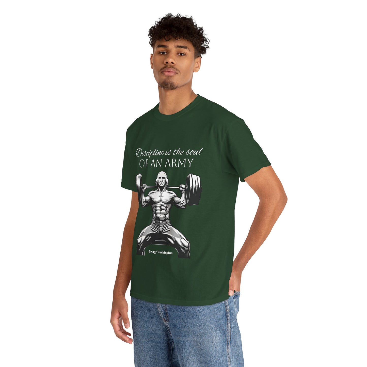 T-shirt de culturiste George Washington - Flashlander Disipline Is The Soul Of An Army Gym T-shirt en coton unisexe noir anthracite graphique