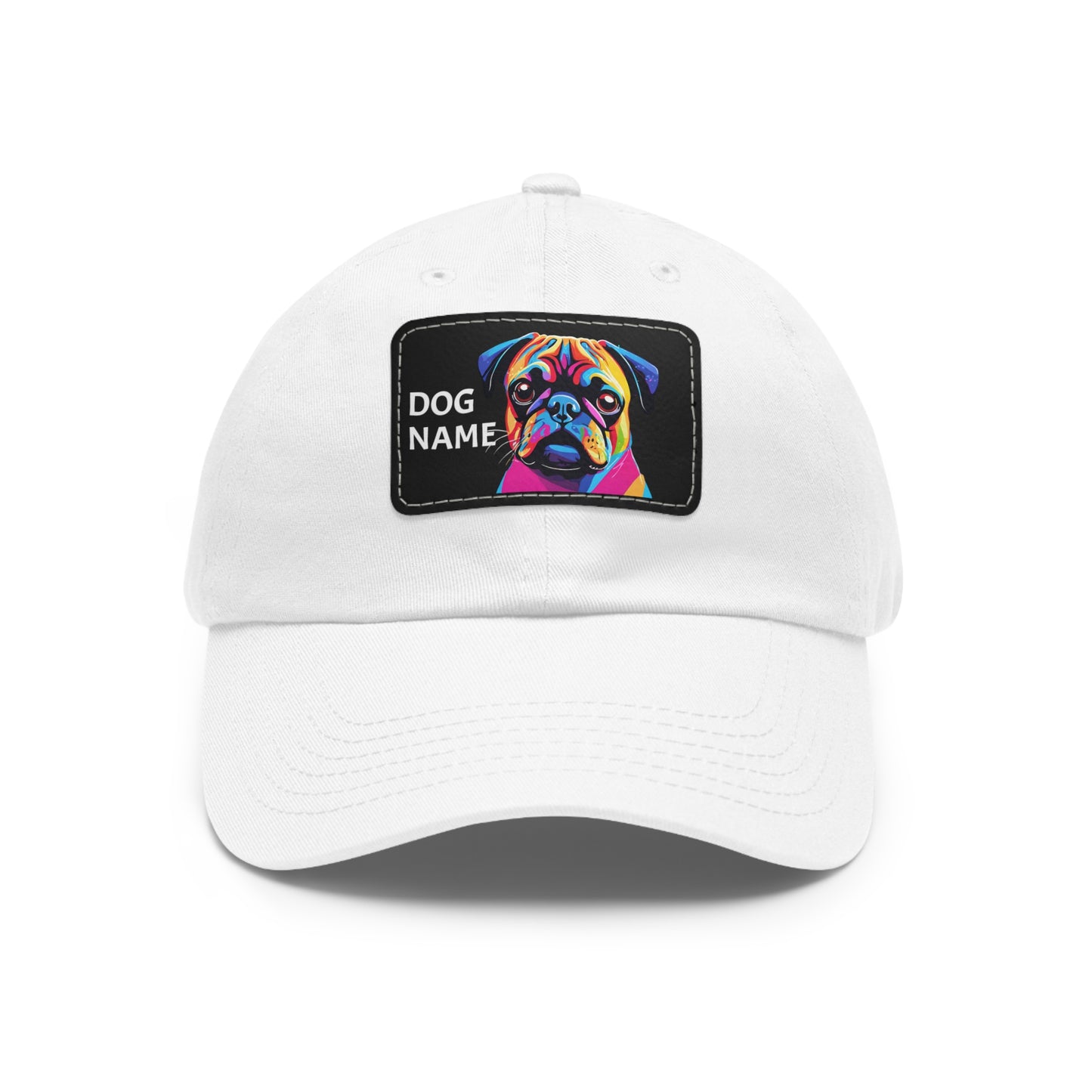 Pug Dog Hat Sportswear Cap Pug Cap Pug Hat Pug Dog Hat Pop Art Hat Dad Hat with Patch (Rectangle) Baseball Cap Custom Hat Flashlander