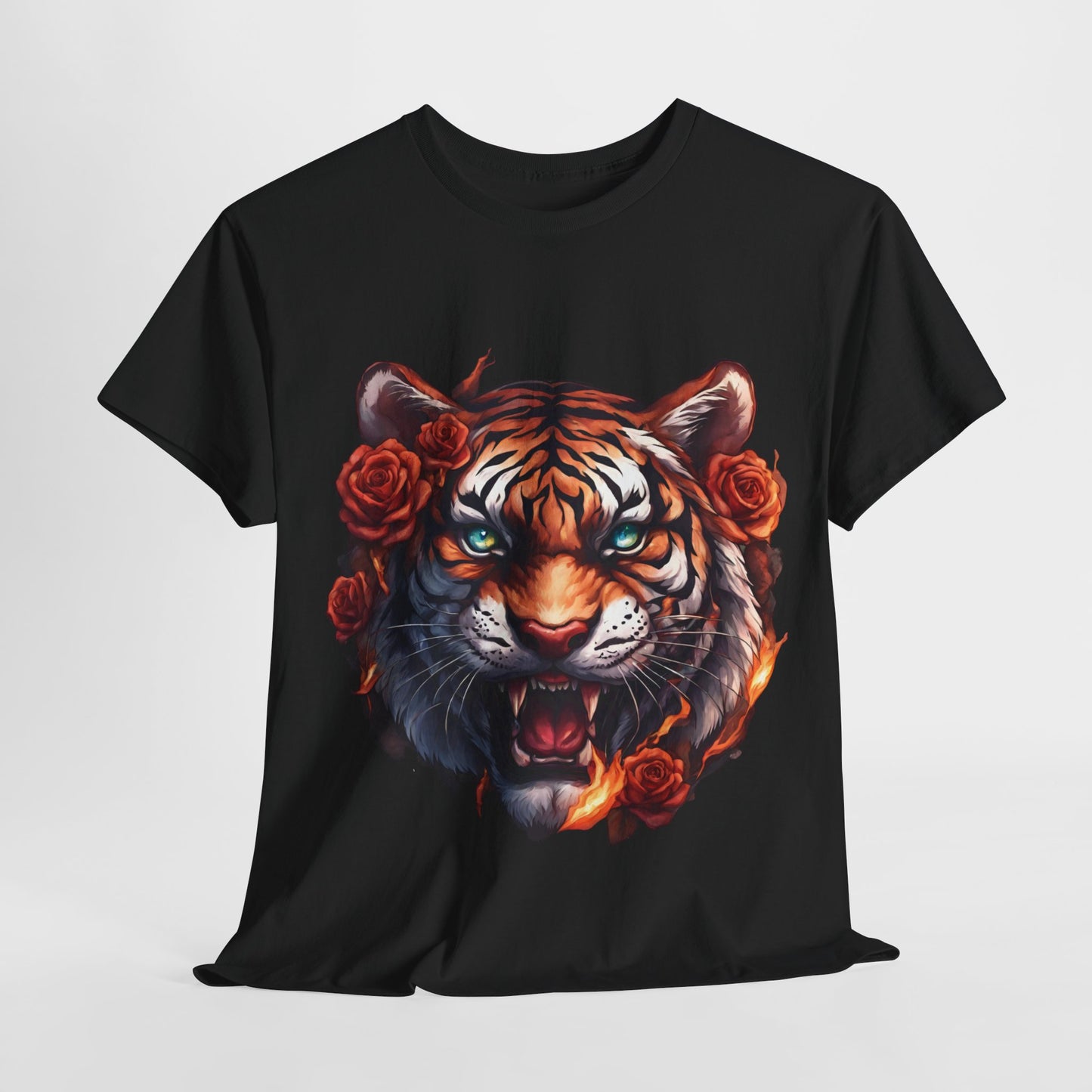 Tiger Flames and Roses T-Shirt Flashlander