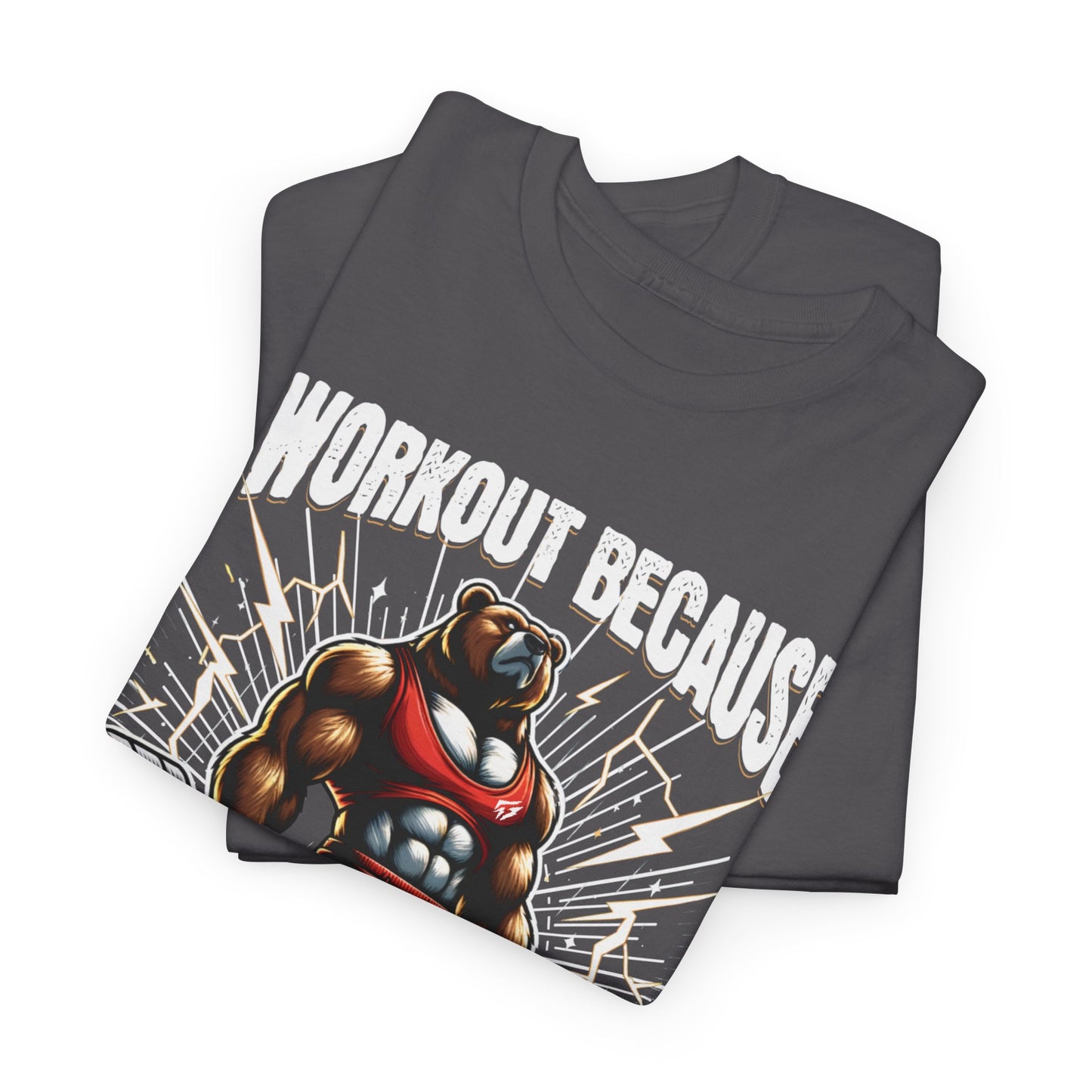 Muscle Bear I Workout Because my Girlfriend is Hot Gym Shirt Flashlander Cotton Unisex Charcoal Black Graphic Tee