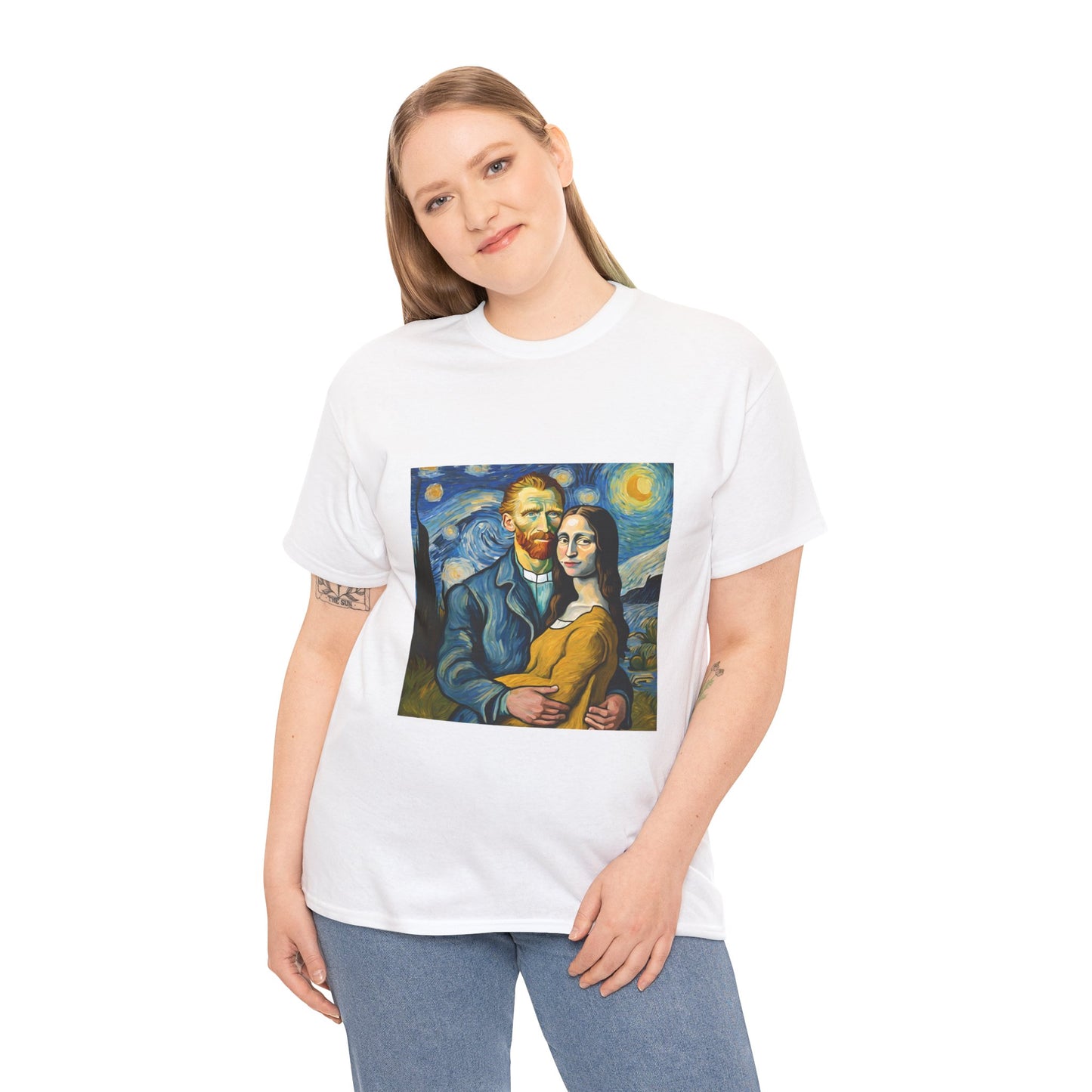 Funny Mona Lisa with Vincent Van Gogh Starry Night - Flashlander Gym Shirt