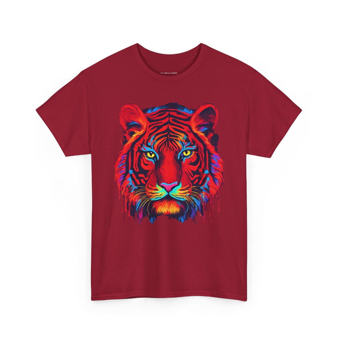 Majestuosa camiseta de Flashlander con diseño pop art de tigre rojo