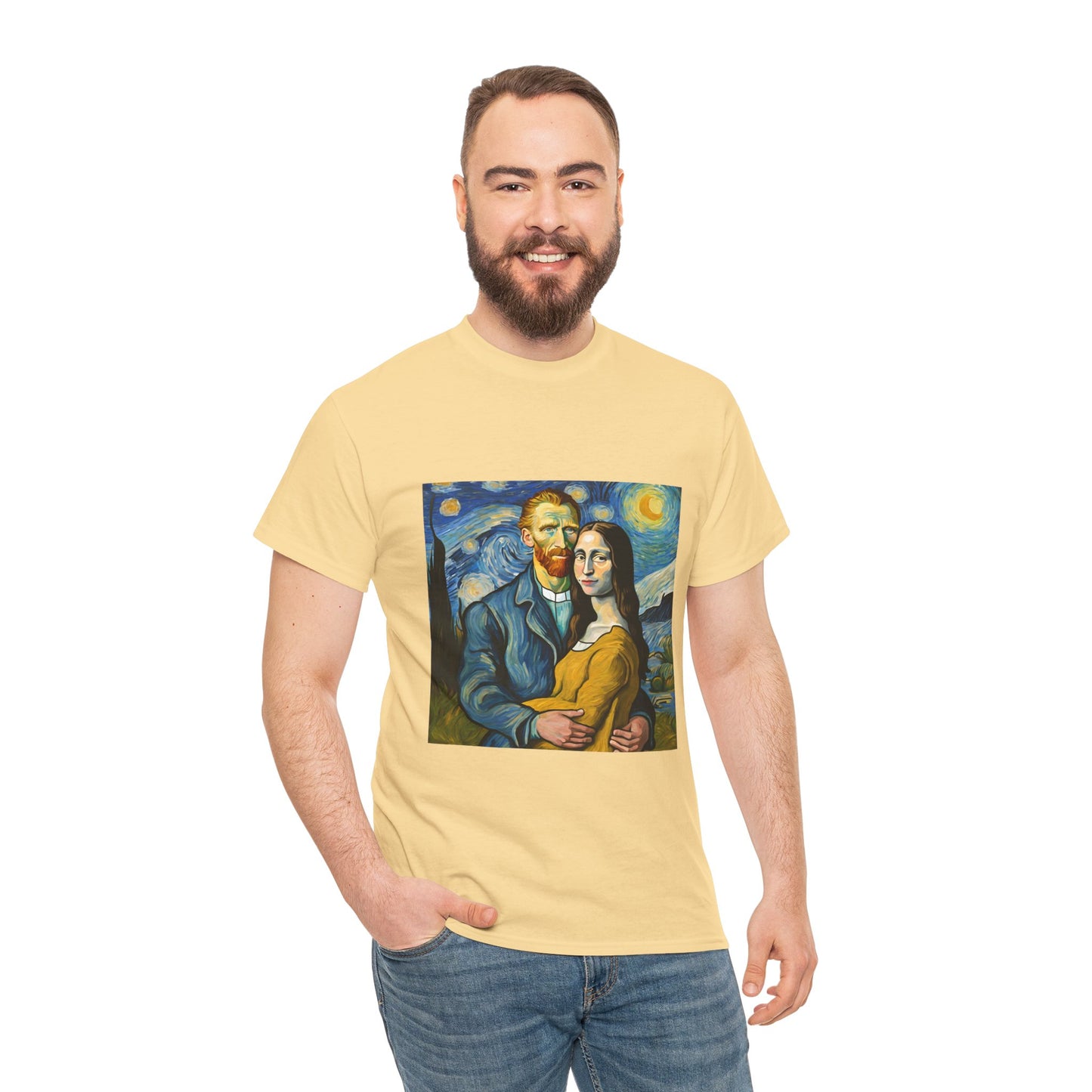 Funny Mona Lisa with Vincent Van Gogh Starry Night - Flashlander Gym Shirt