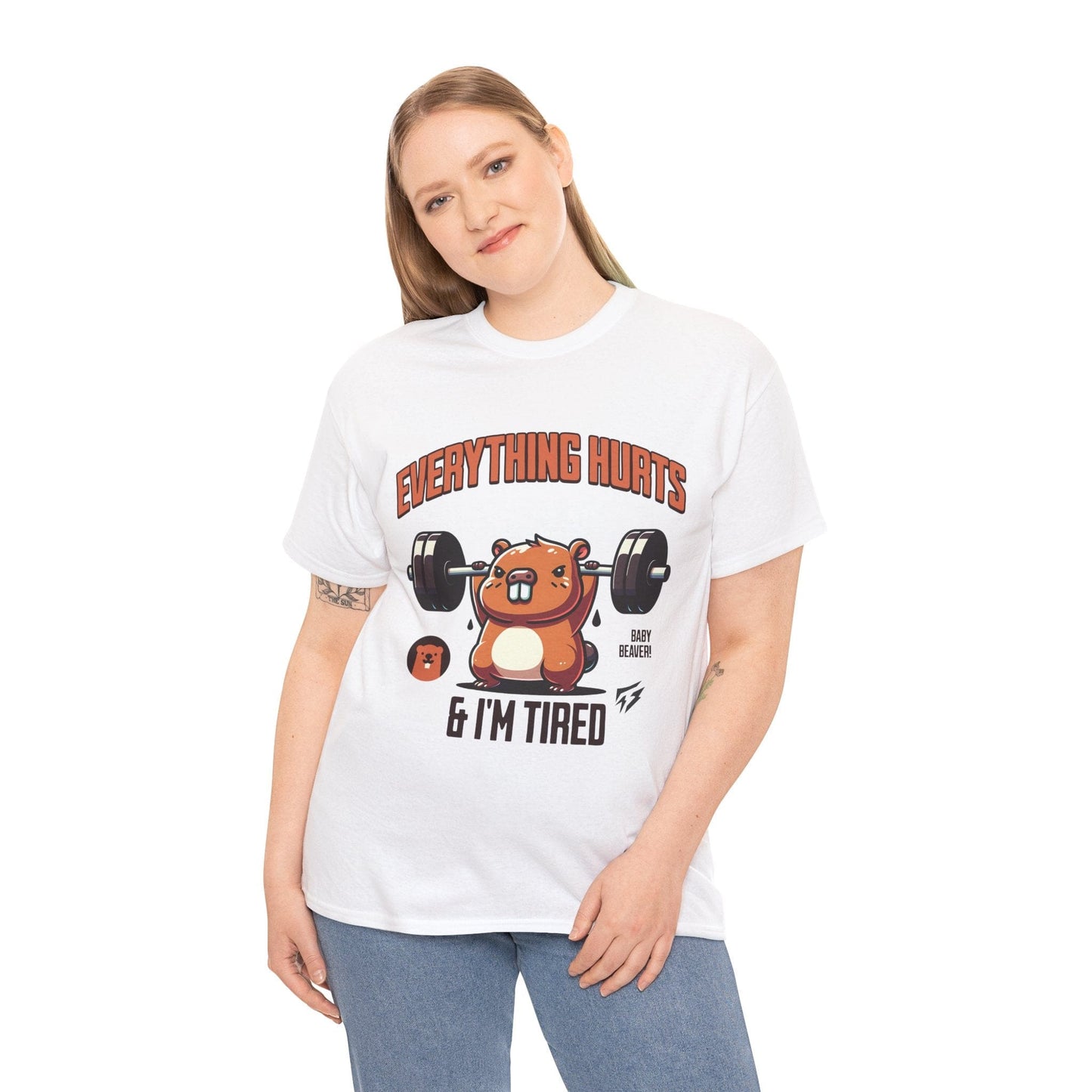 T-shirt de sport Beaver Everything Hurts &amp; I'm Tired T-shirt de sport Flashlander en coton unisexe noir anthracite T-shirt graphique de performance