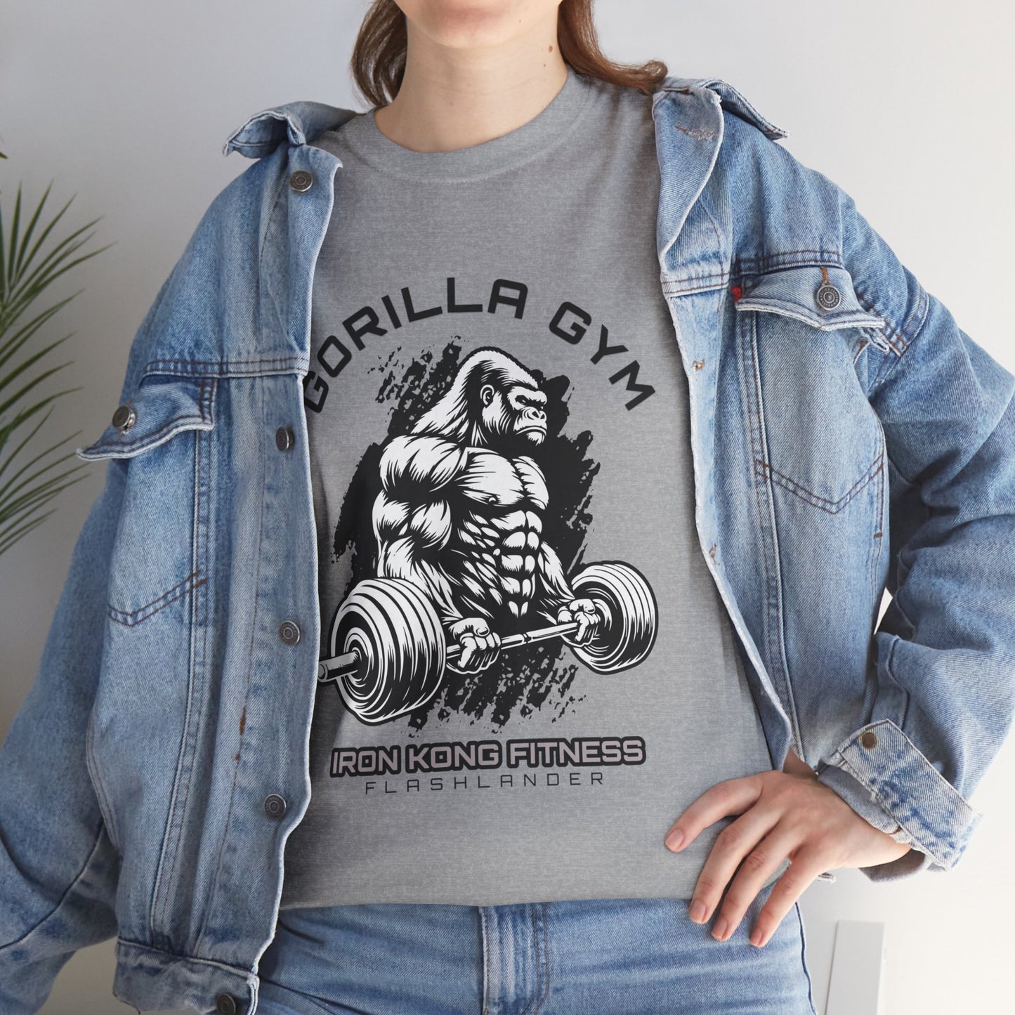 T-shirt de sport Gorilla Flashlander en coton unisexe, noir anthracite, graphique de performance