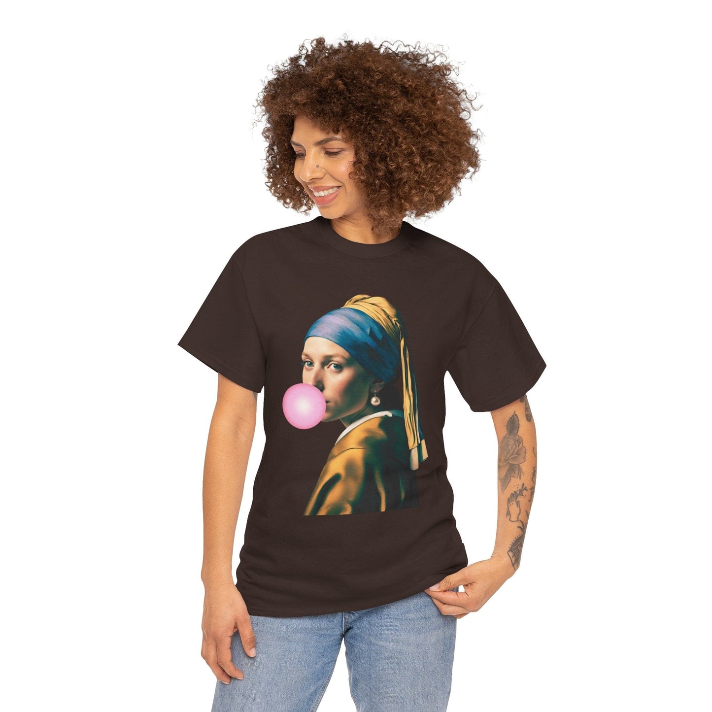 Bubble Gum Girl with a Pearl Earring Johannes Vermeer - Flashlander Gym Shirt