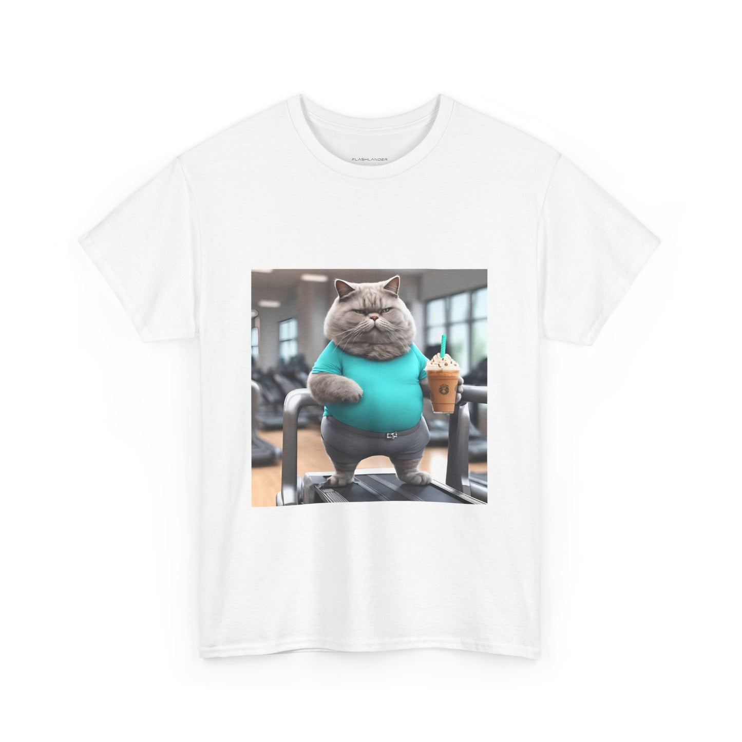 Funny Fat Cat On The Treadmill - Flashlander Gym Shirt