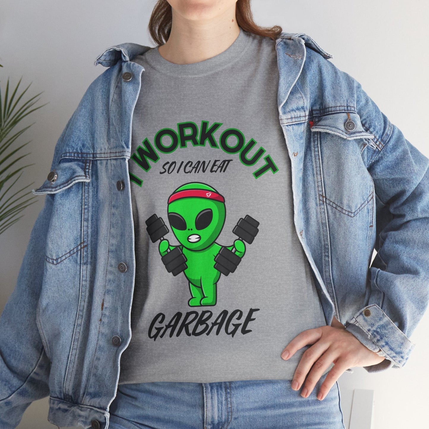 Alien I Workout So I Can Eat Garbage Graphic Tee Flashlander