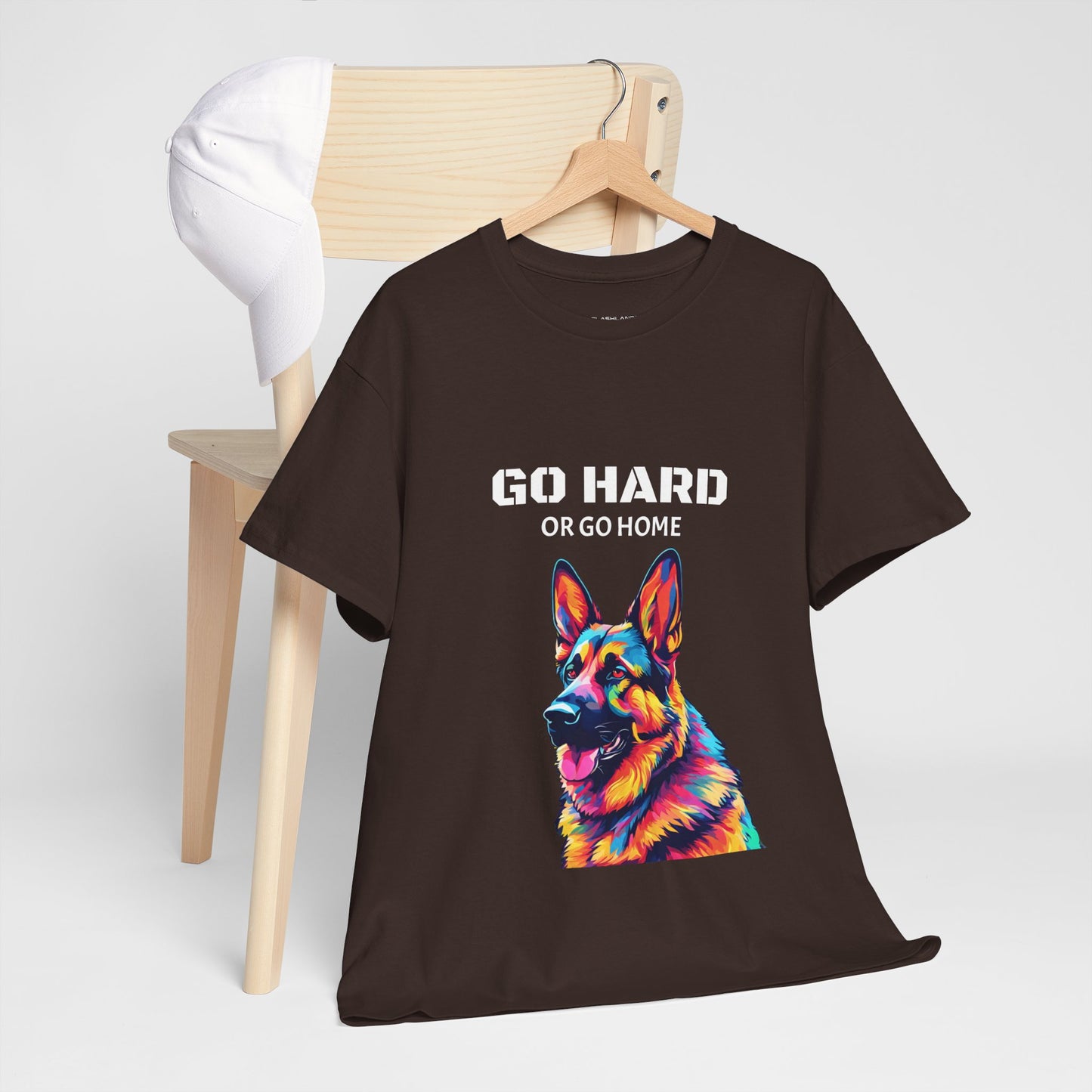 Camiseta de gimnasia Flashlander con diseño de perro pastor alemán Pop Art: "Ve a por todas o vete a casa"