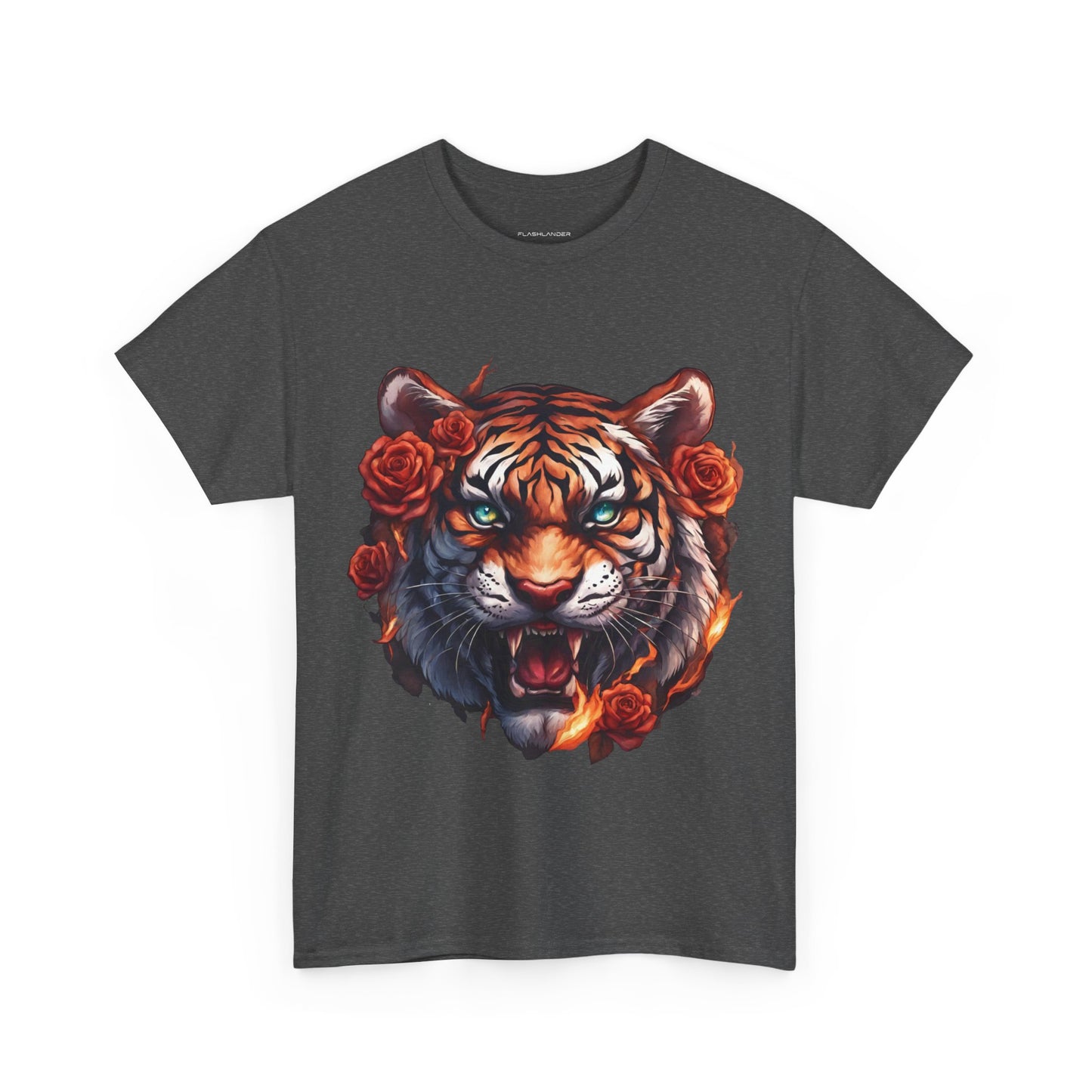 Tiger Flames and Roses T-Shirt Flashlander